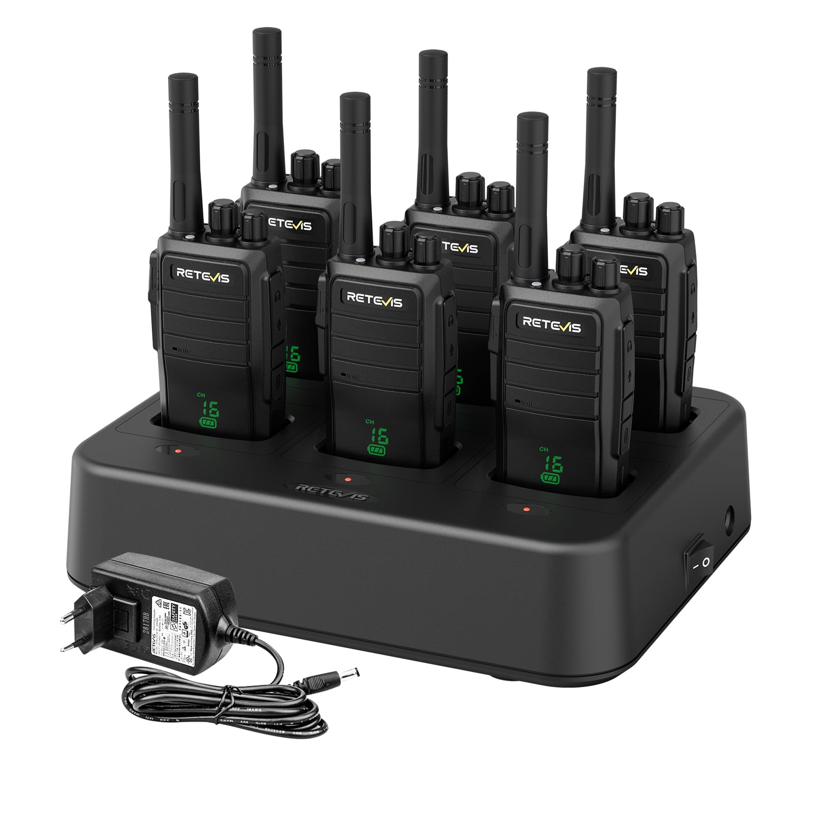 Retevis RT21H Walkie Talkies IP54 Impermeabile (6 Pezzi, Nero)