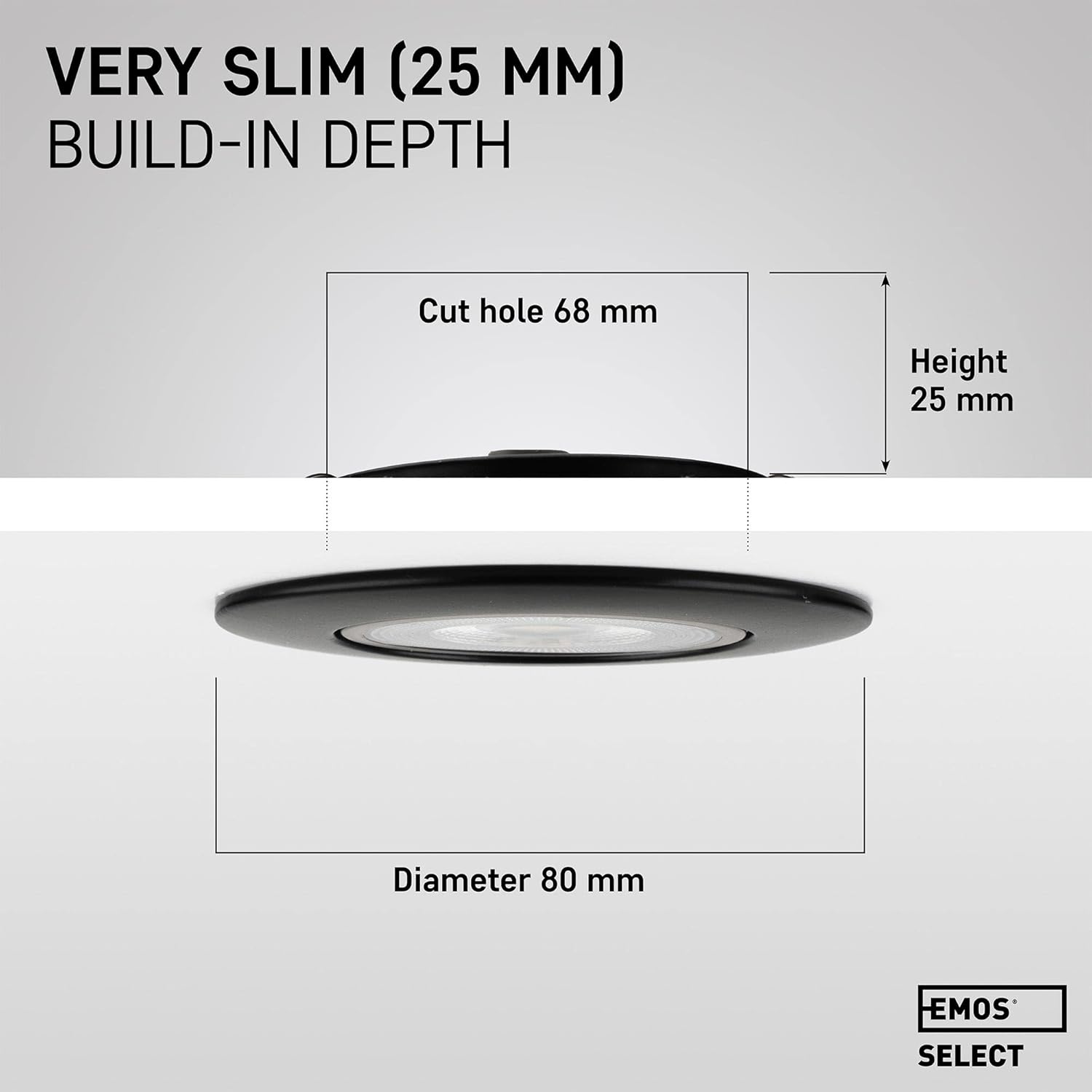 Emos Faretti LED da Incasso 5W 3000K (Set 6 pezzi, nero) - immagine 3