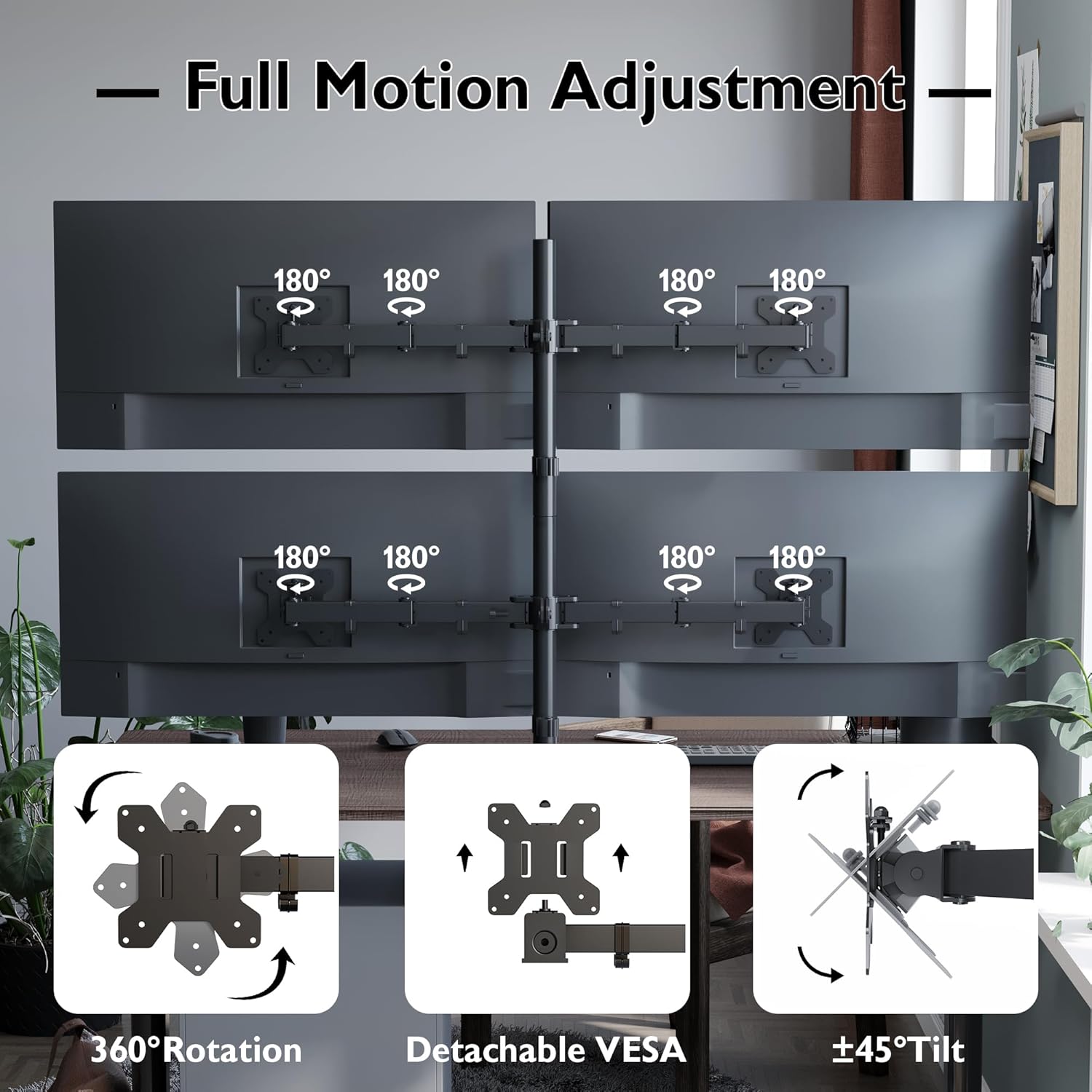 Bontec Supporto da Tavolo per 4 Monitor 13"-27" - immagine 2
