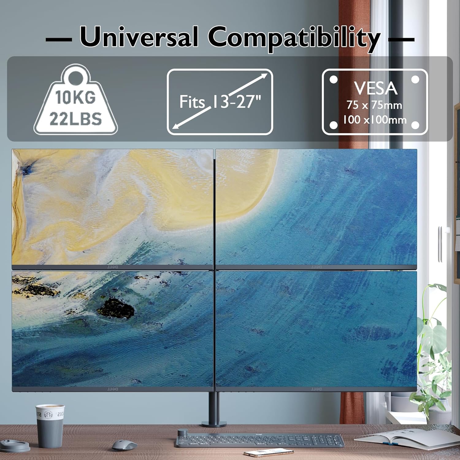 Bontec Supporto da Tavolo per 4 Monitor 13"-27" - immagine 4