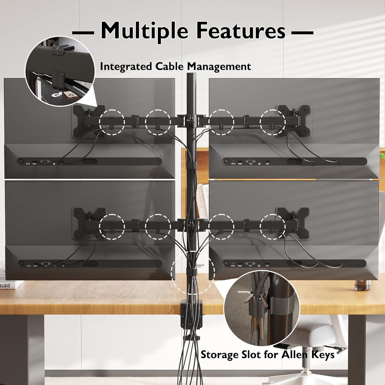 Bontec Supporto da Tavolo per 4 Monitor 13"-27" - immagine 6