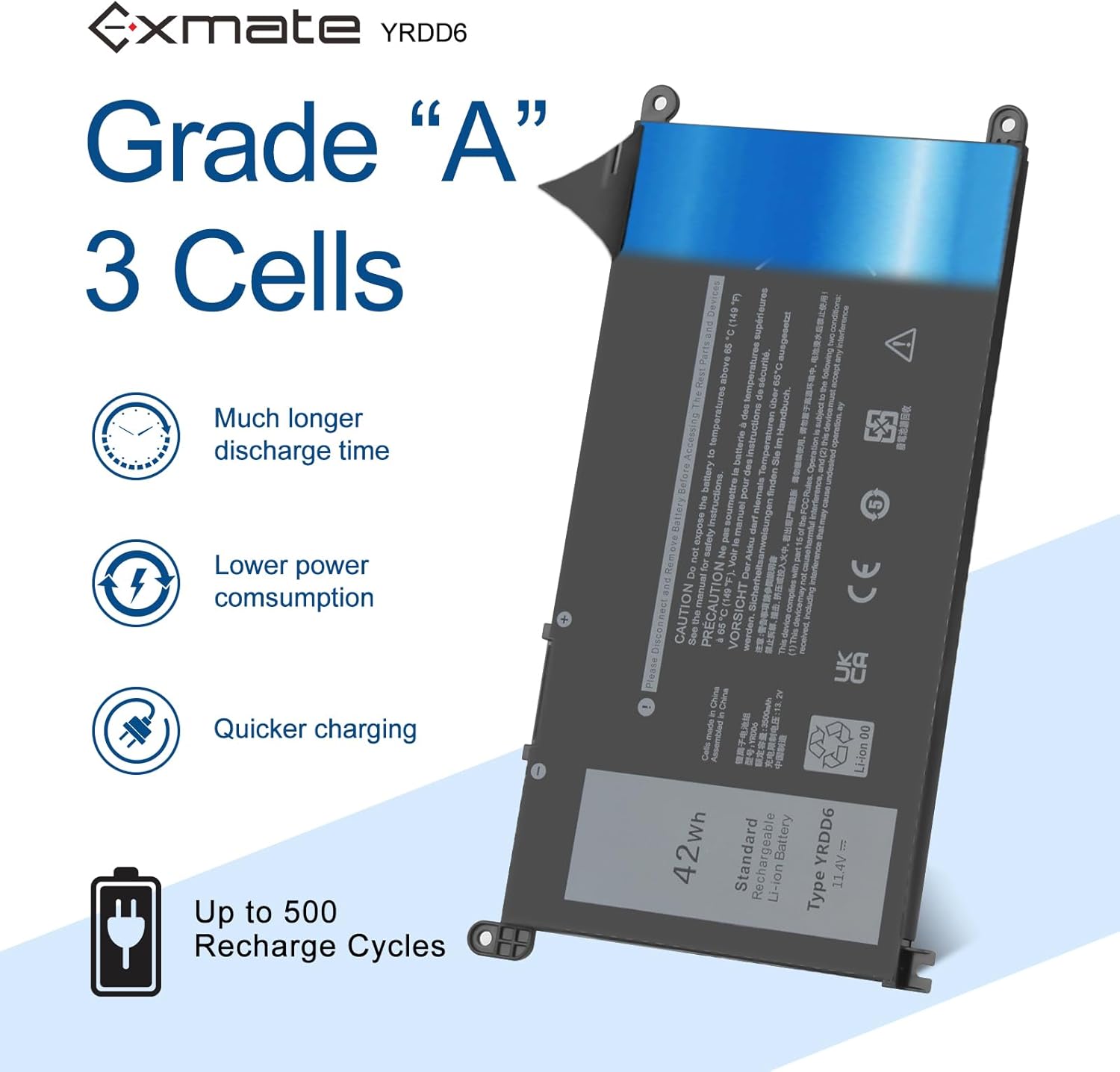 Exmate YRDD6 Batteria per Dell Inspiron 11.4V/42Wh - immagine 2
