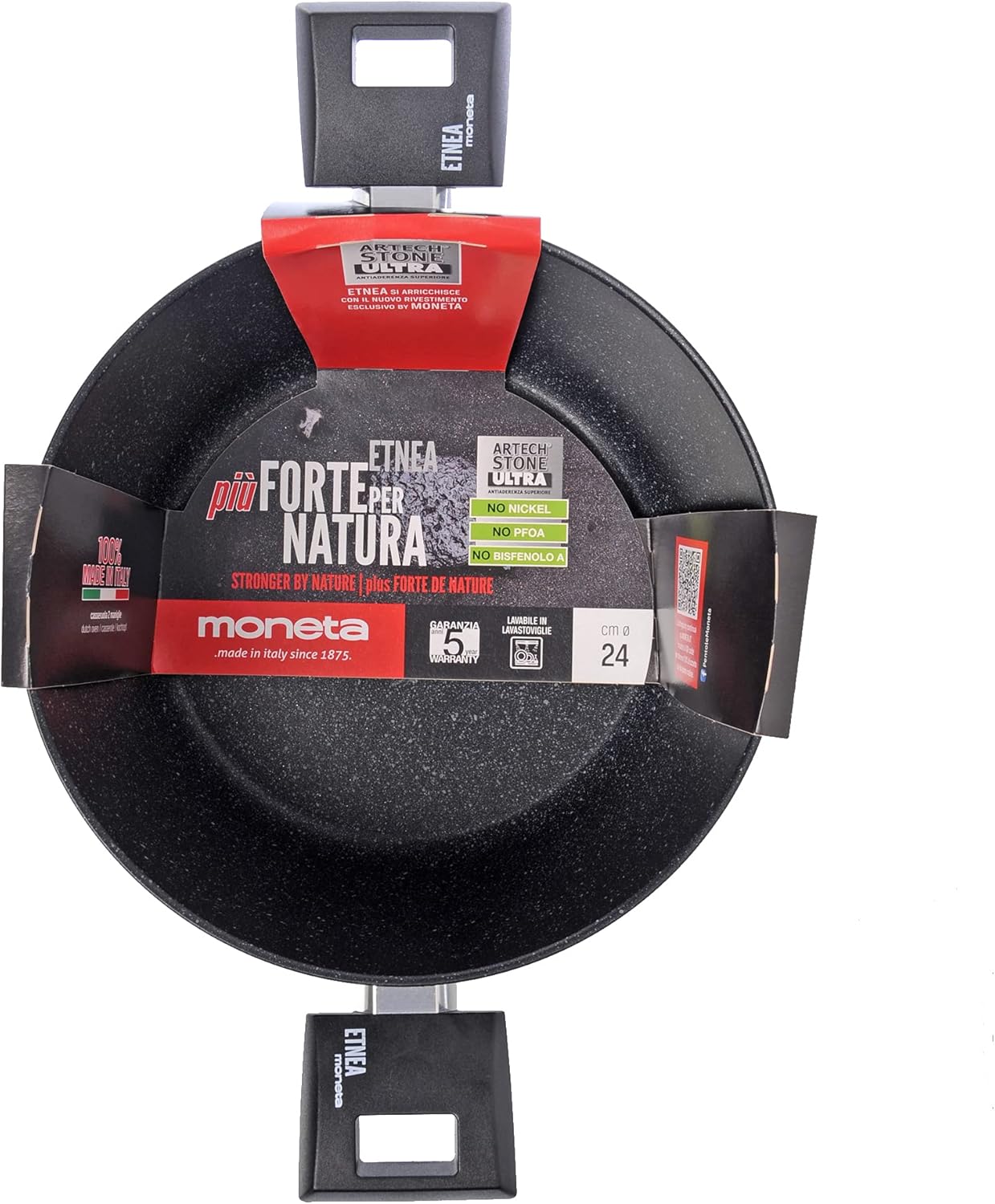 Moneta Etnea Casseruola 2 Manici 24 cm, effetto pietra, Made in Italy - immagine 4