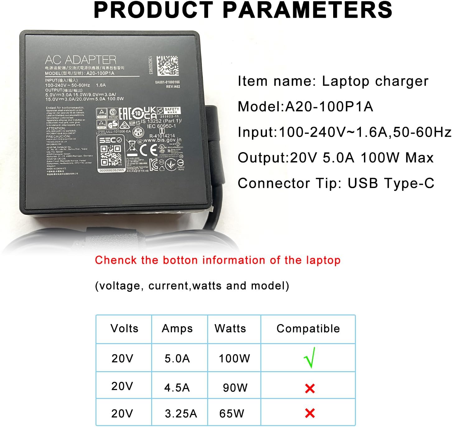 XITAIAN Alimentatore USB-C 100W di Ricambio - immagine 3