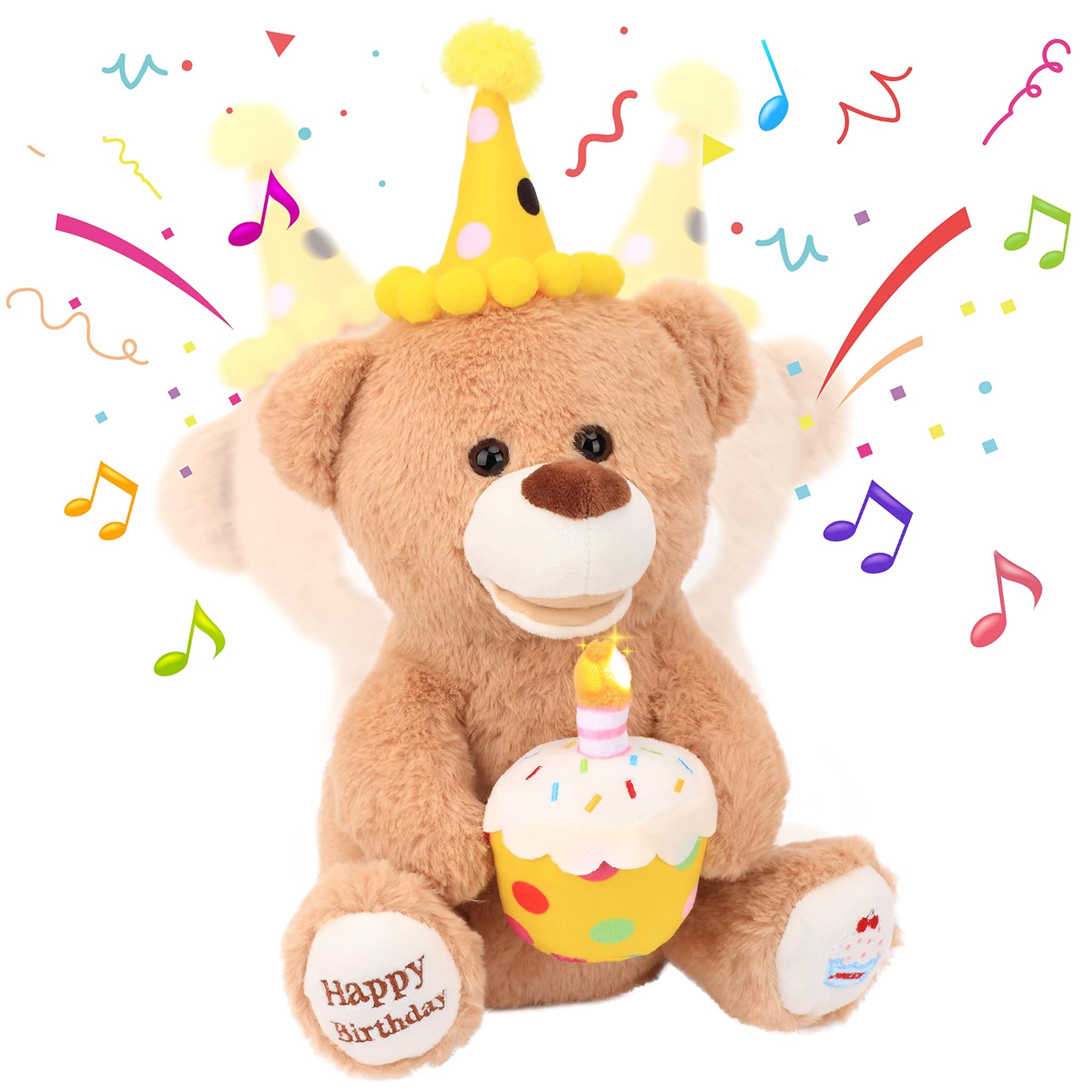 Hopearl Orsetto Musicale Buon Compleanno 38cm, Marrone