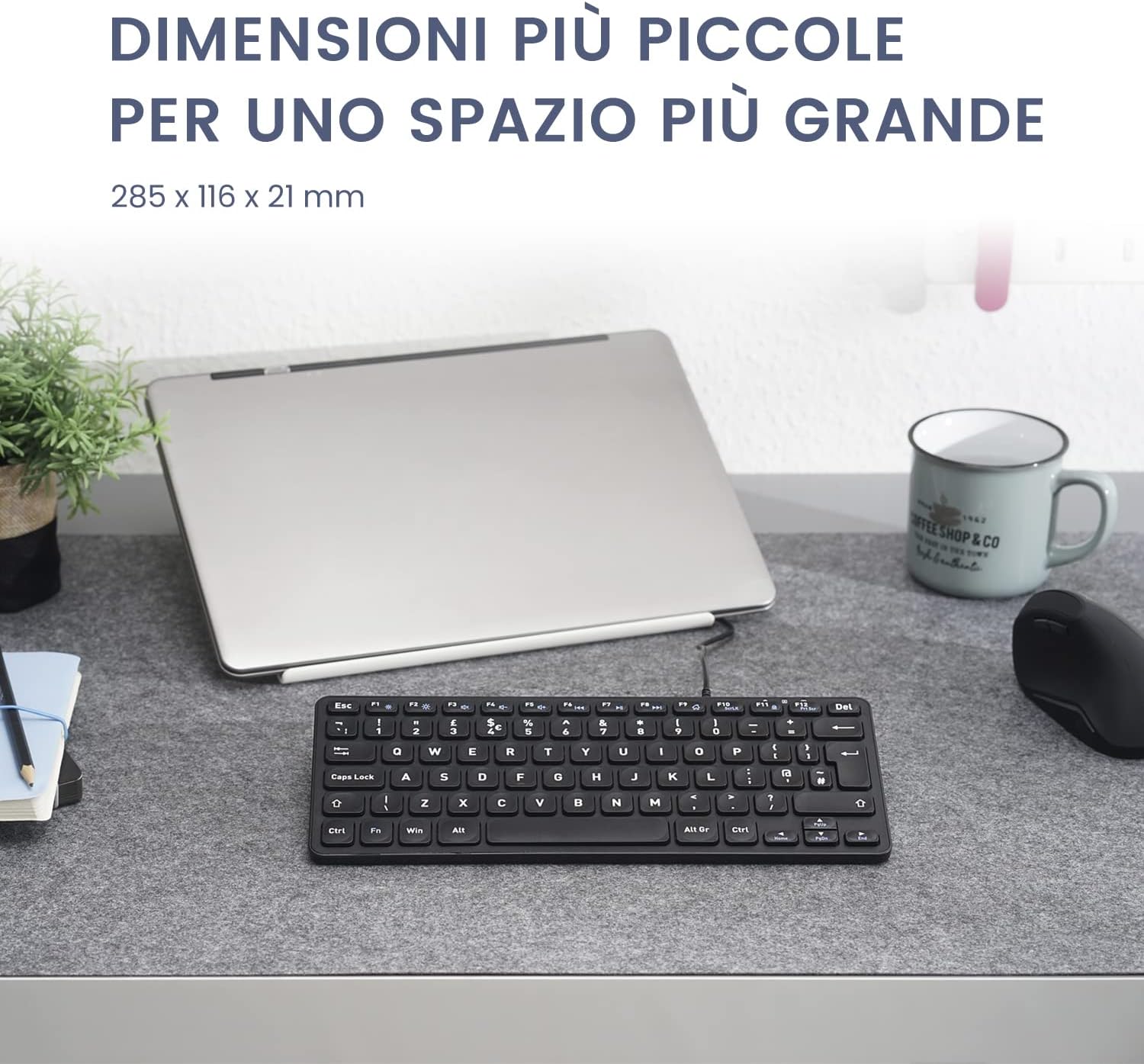 Perixx PERIBOARD-432 Mini Tastiera USB, Layout IT - immagine 2