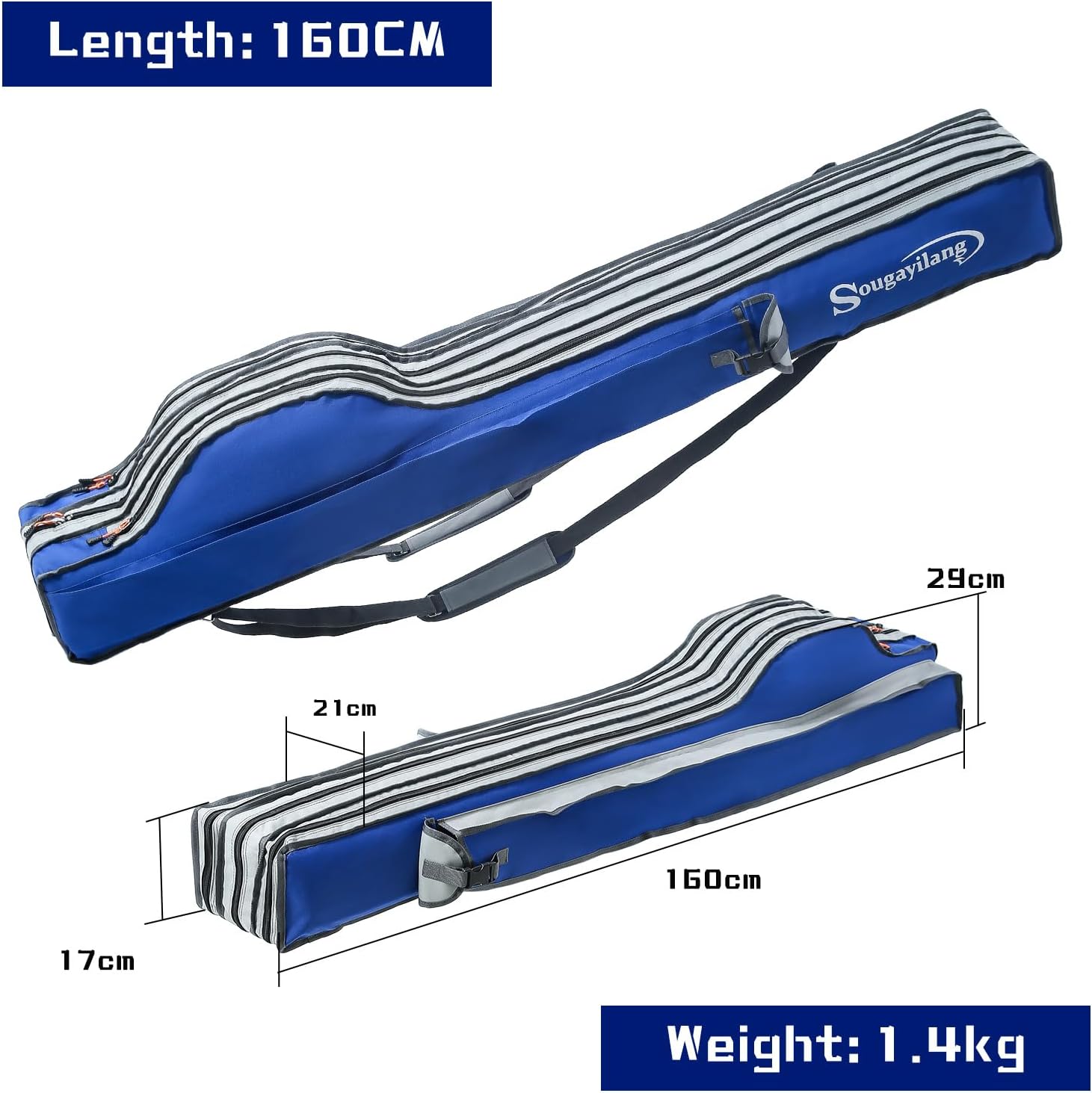 Sougayilang Borsa Portatile per Canna da Pesca 160cm - immagine 5