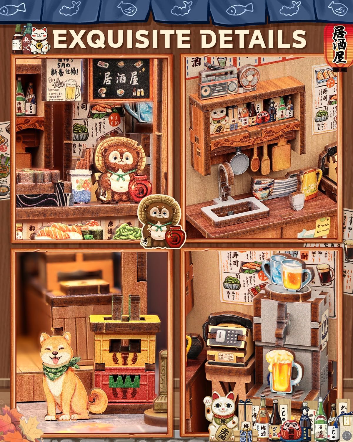 CUTEBEE Kit Book Nook per Adulti - Izakaya Giapponese - immagine 4