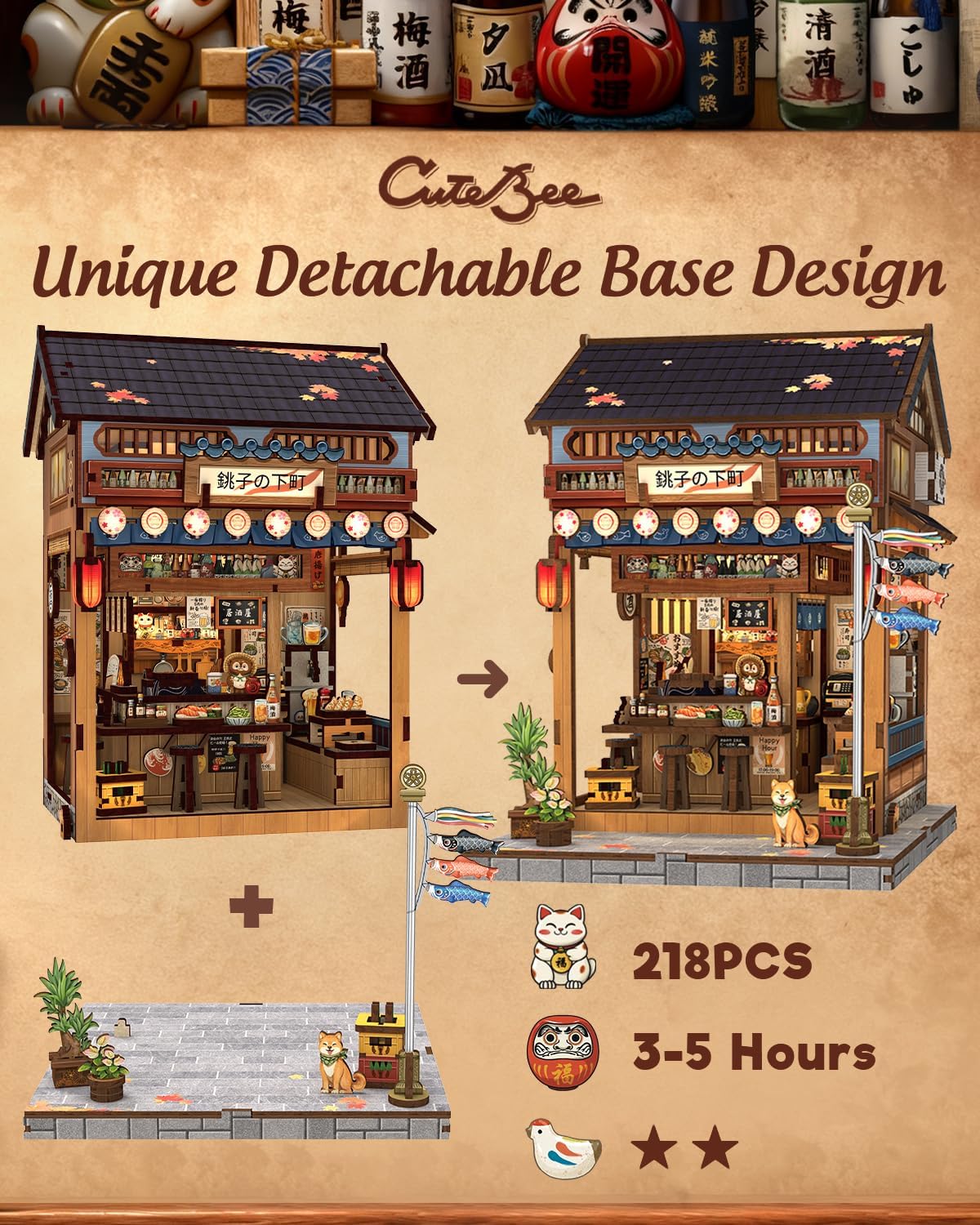 CUTEBEE Kit Book Nook per Adulti - Izakaya Giapponese - immagine 5