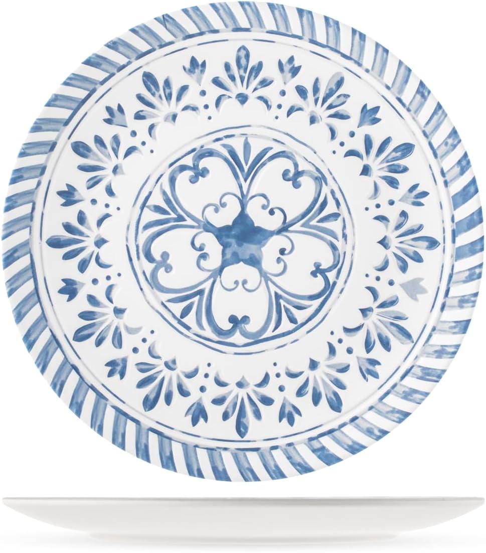 H&h Set 6 Piatti Piani Azulejo in Melamina 100% - 27cm