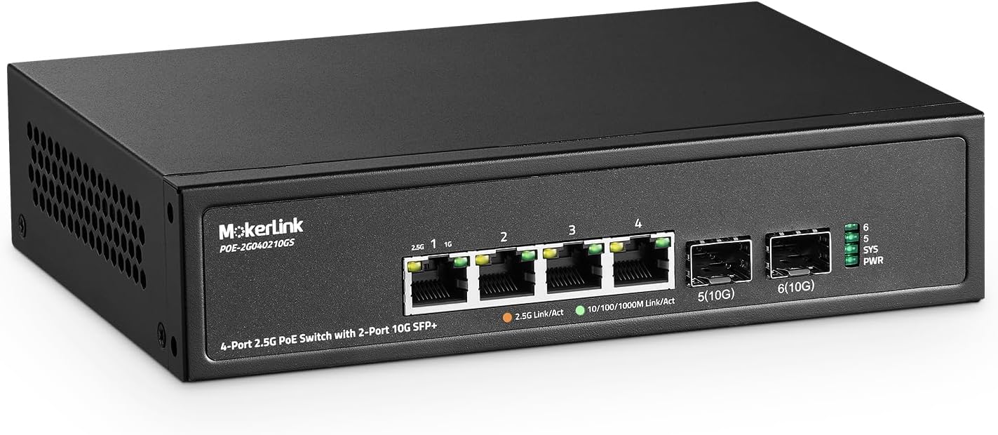 Mokerlink Switch PoE 4 Porte 2.5G con Slot 10G SFP+ - immagine 1