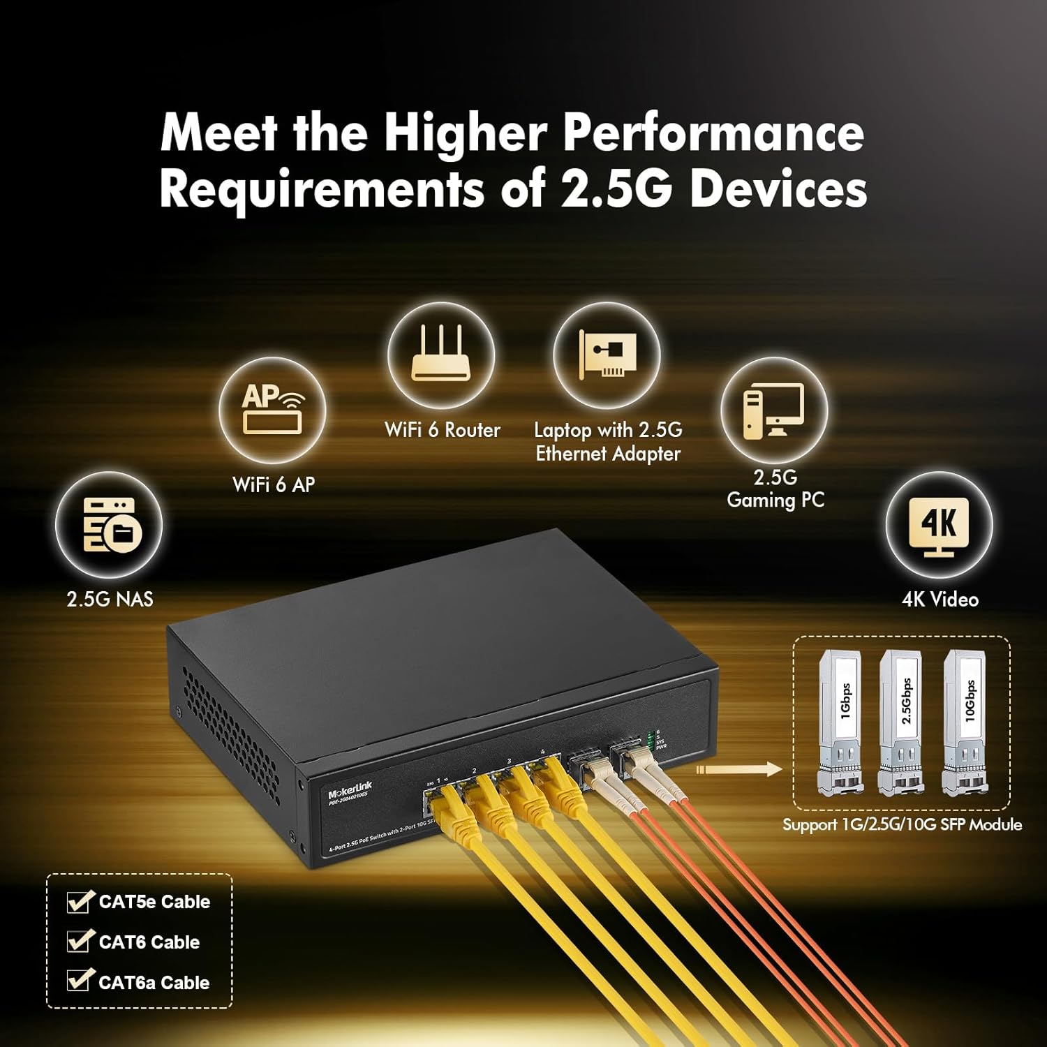 Mokerlink Switch PoE 4 Porte 2.5G con Slot 10G SFP+ - immagine 7