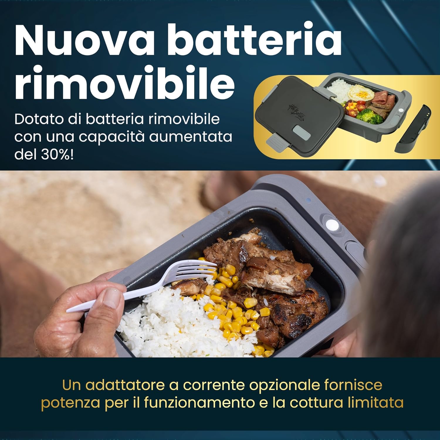 Hot Bento Plus - Fiambrera Elettrica Portatile, Nero - immagine 6