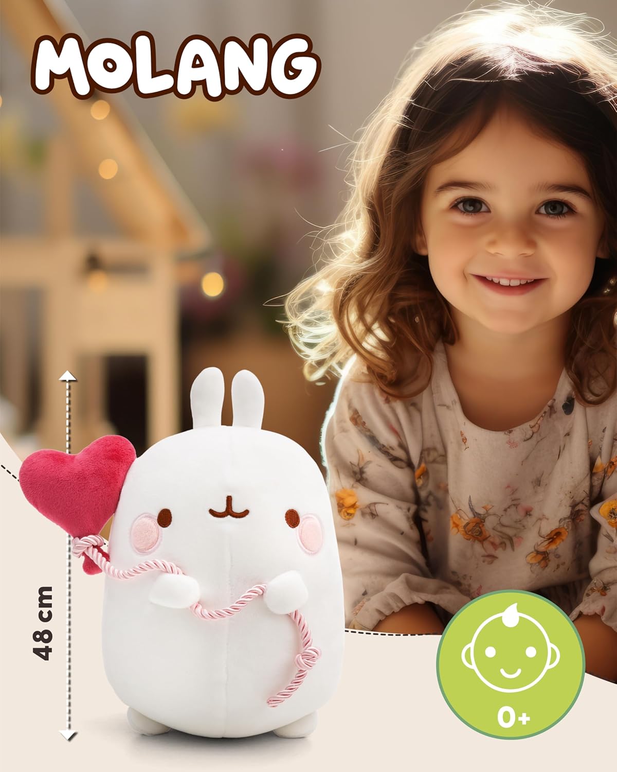 NICI MOLANG Peluche con Palloncino a Cuore 48cm, Bianco - immagine 3