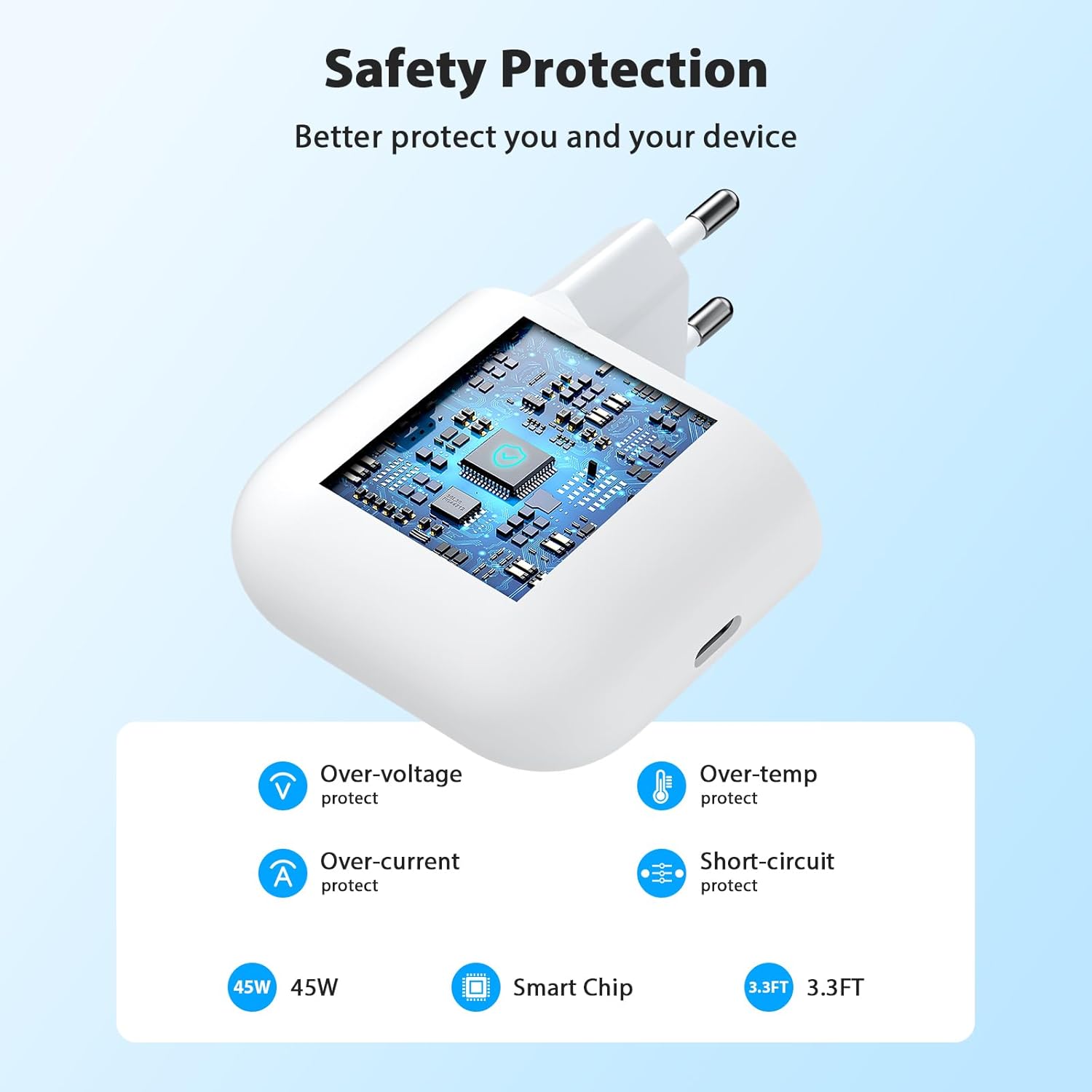 Caricatore USB-C 45W con Cavo 6A 1M - immagine 4