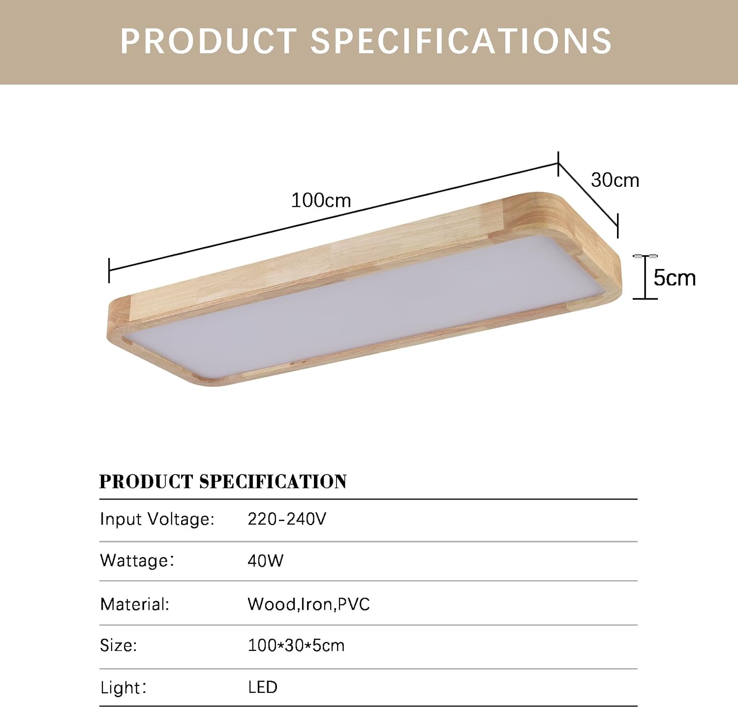 Schindora Plafoniera LED Soffitto Legno 40W Dimmerabile - immagine 4