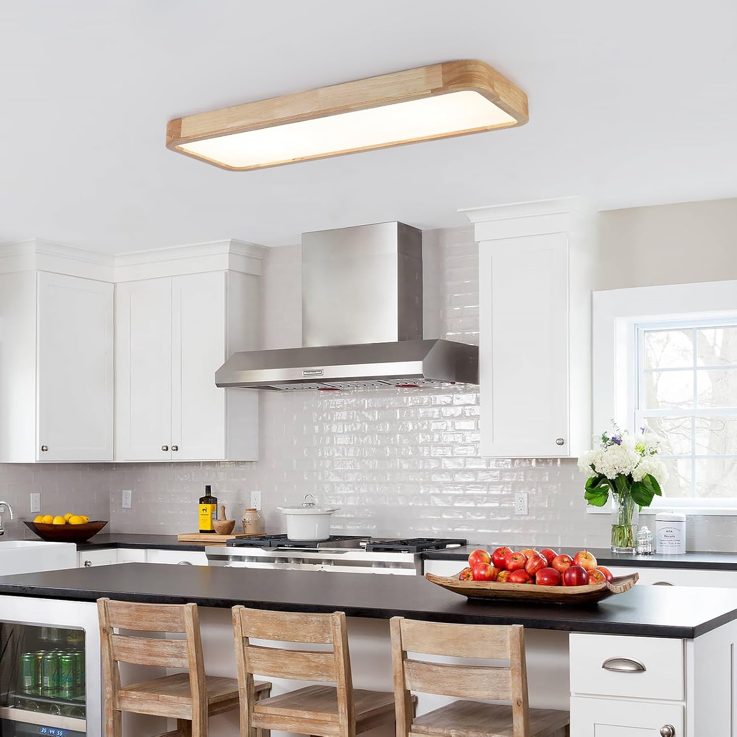 Schindora Plafoniera LED Soffitto Legno 40W Dimmerabile - immagine 5