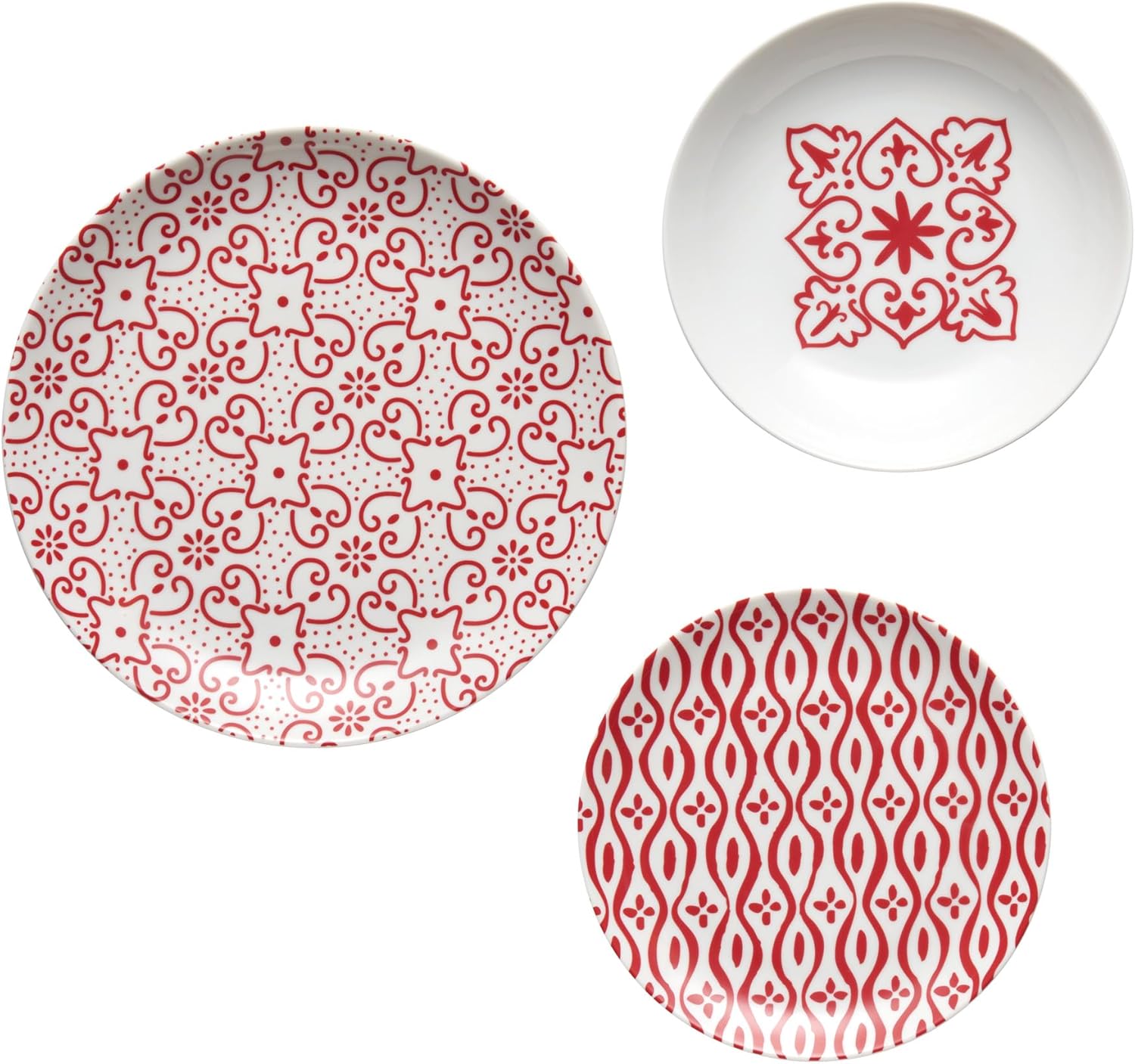 Guzzini LE MAIOLICHE Set 6 Posti Tavola, Rosso Brillante