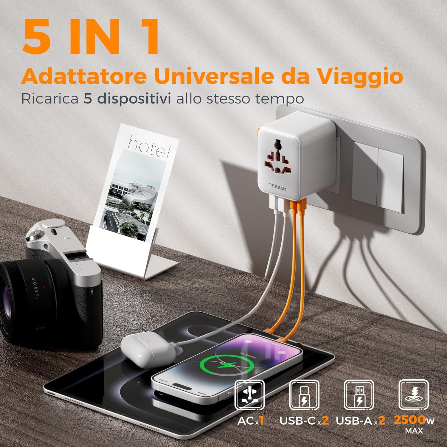 Tessan Adattatore Universale da Viaggio con USB-C e USB-A - immagine 2