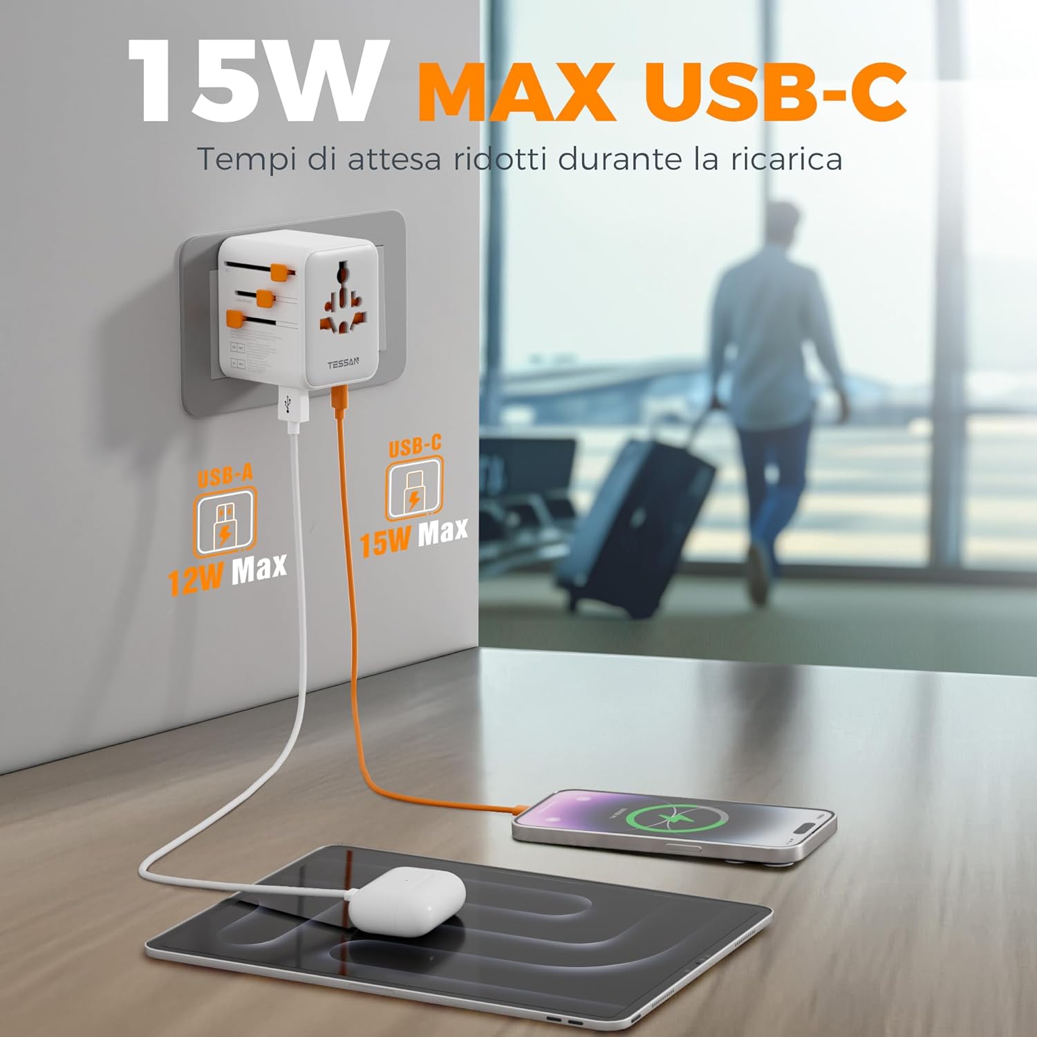 Tessan Adattatore Universale da Viaggio con USB-C e USB-A - immagine 4