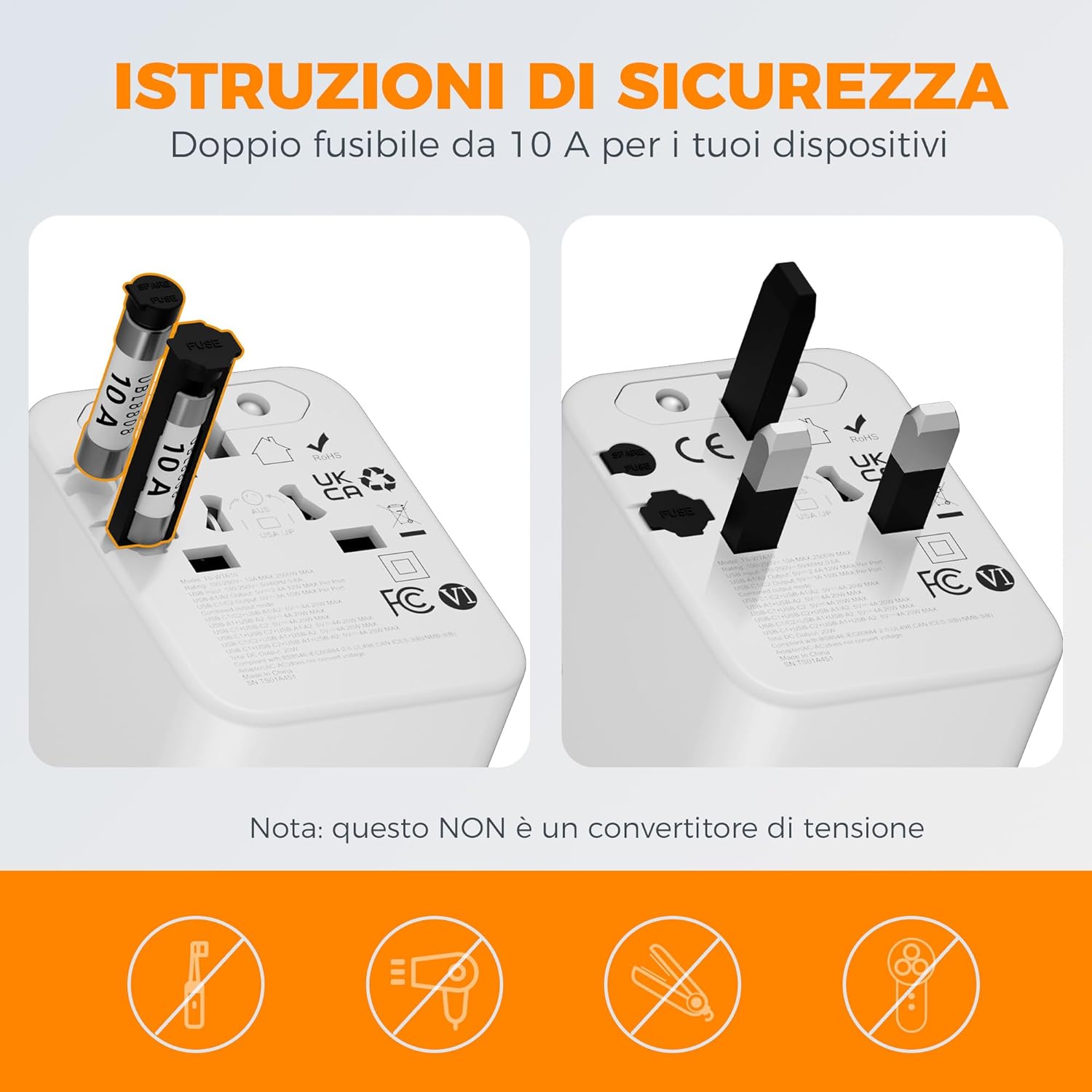 Tessan Adattatore Universale da Viaggio con USB-C e USB-A - immagine 6