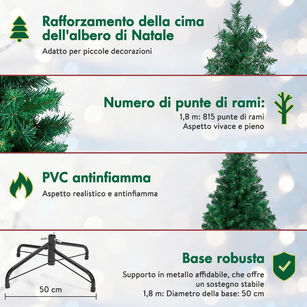 Ousfot Albero di Natale 180 cm, Verde Realistico - immagine 2