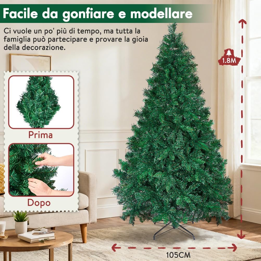Ousfot Albero di Natale 180 cm, Verde Realistico - immagine 3