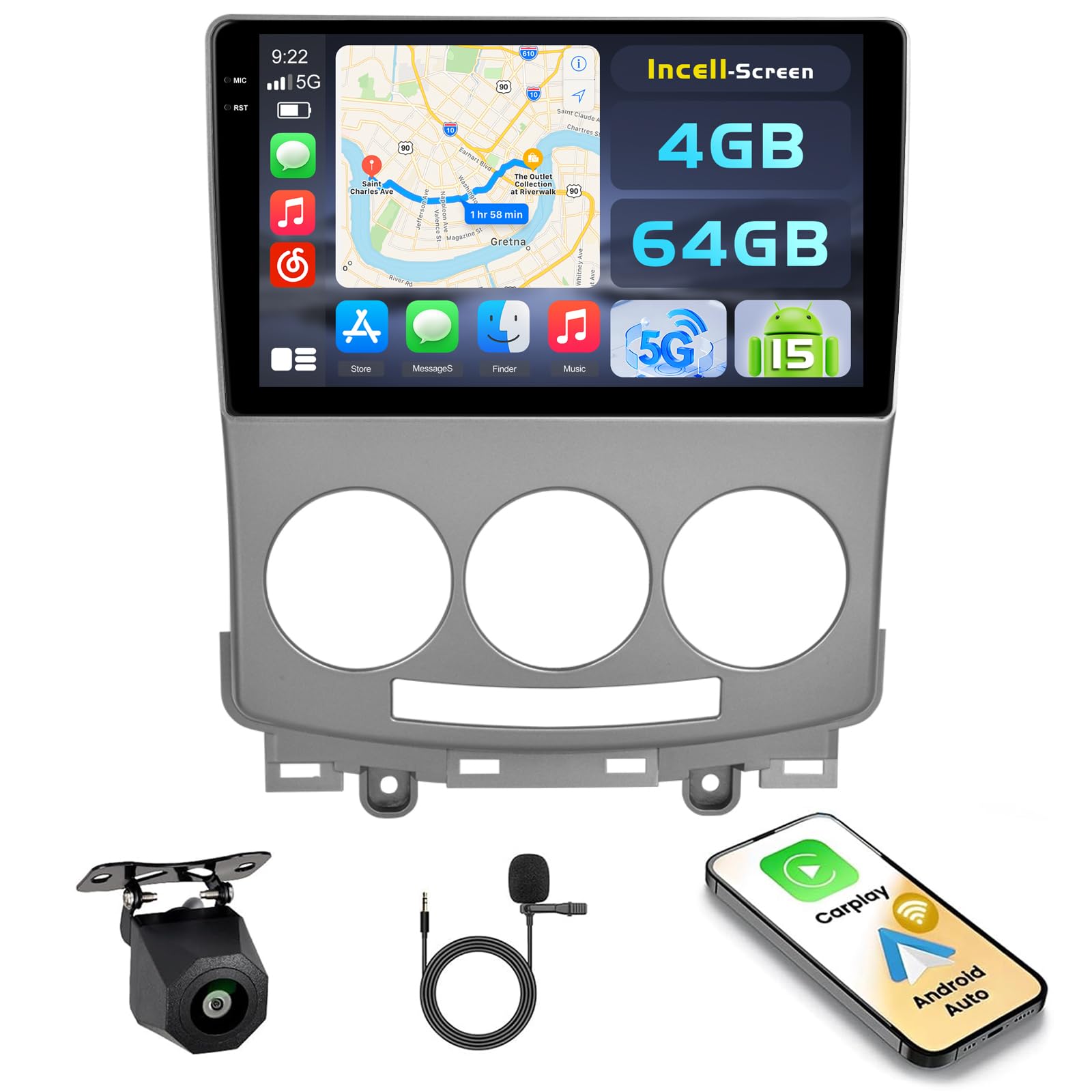 Hikity Android 15 Autoradio per Mazda 5 (2007-2010)