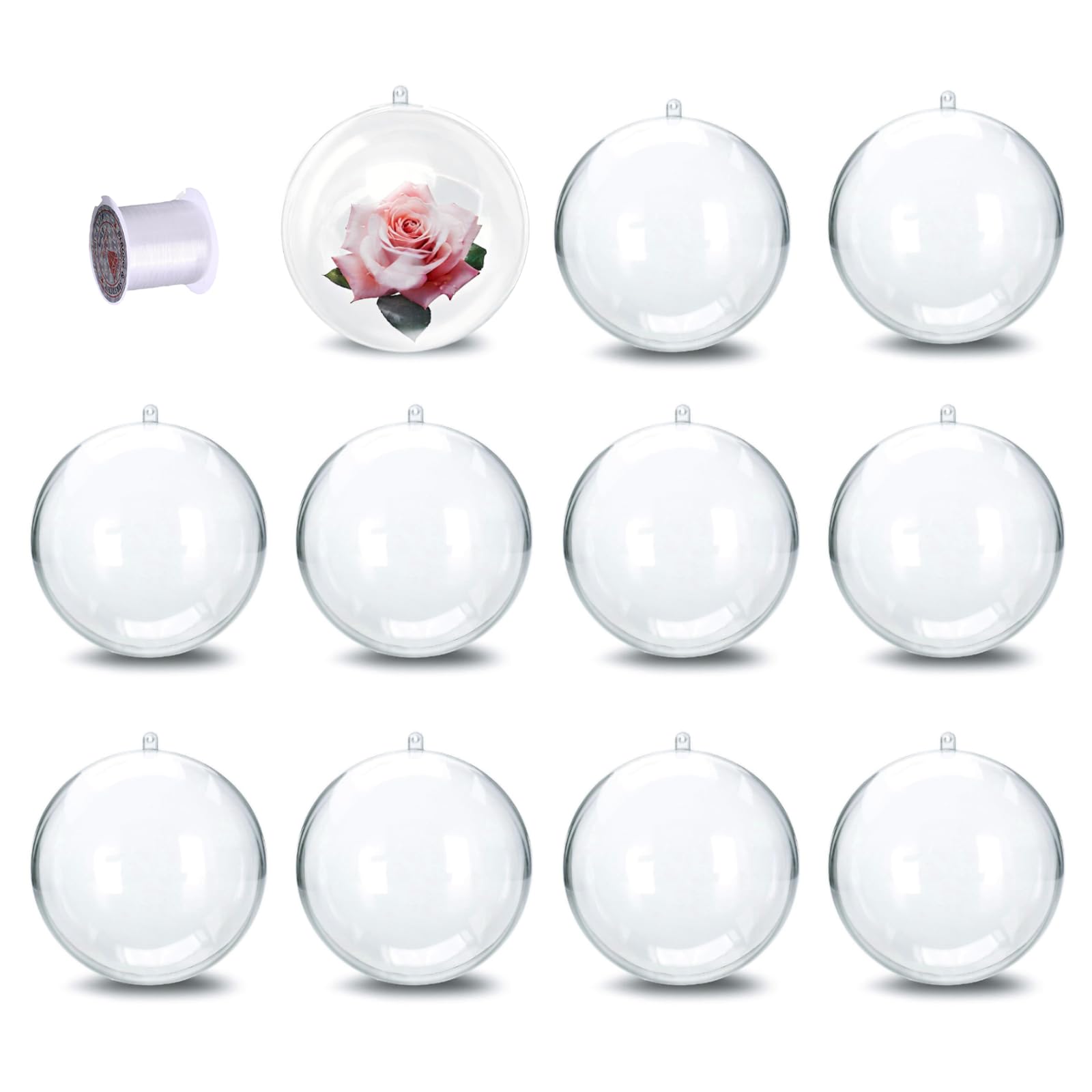 10 PCS Palline di Natale Acrilico Trasparente 10cm