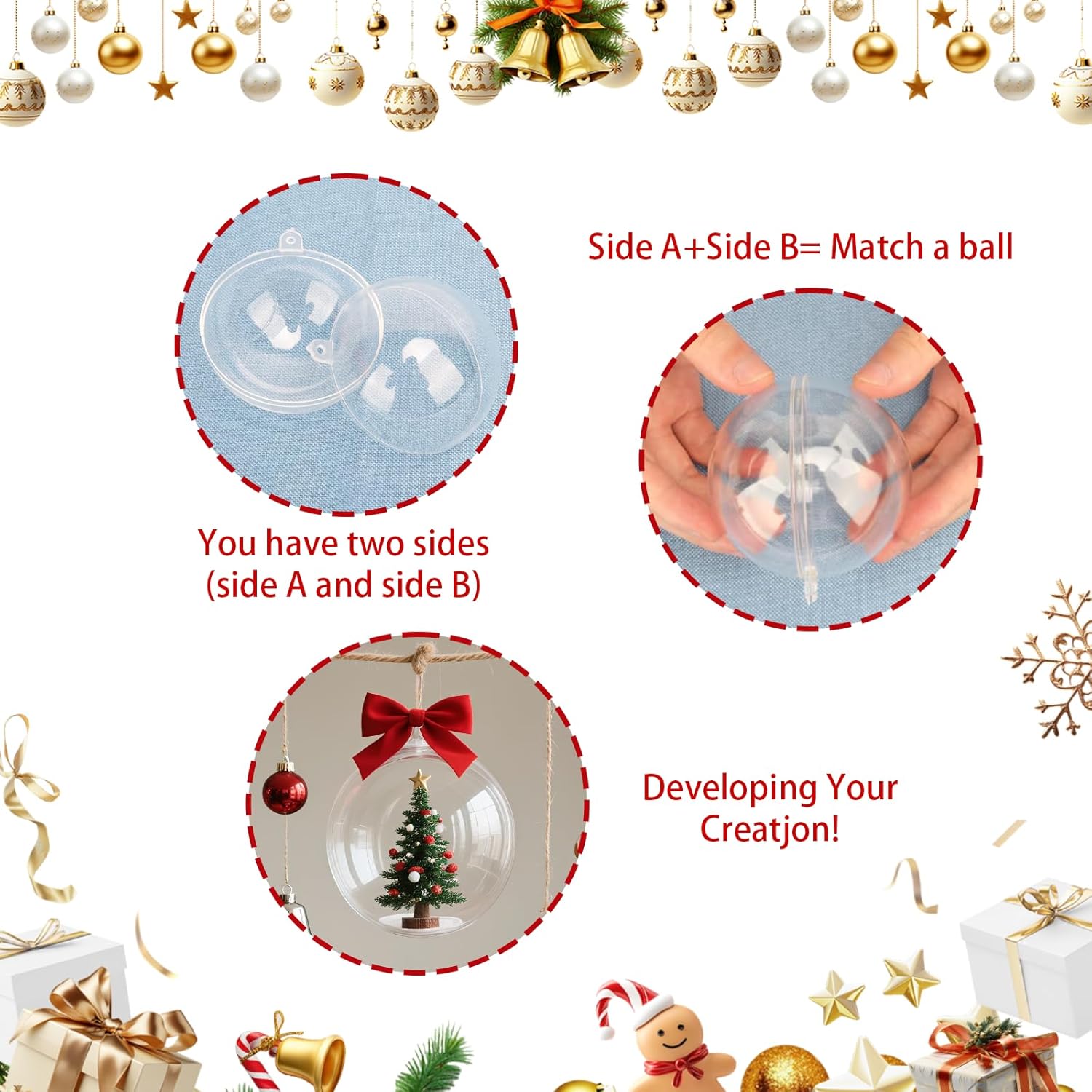 10 PCS Palline di Natale Acrilico Trasparente 10cm - immagine 3