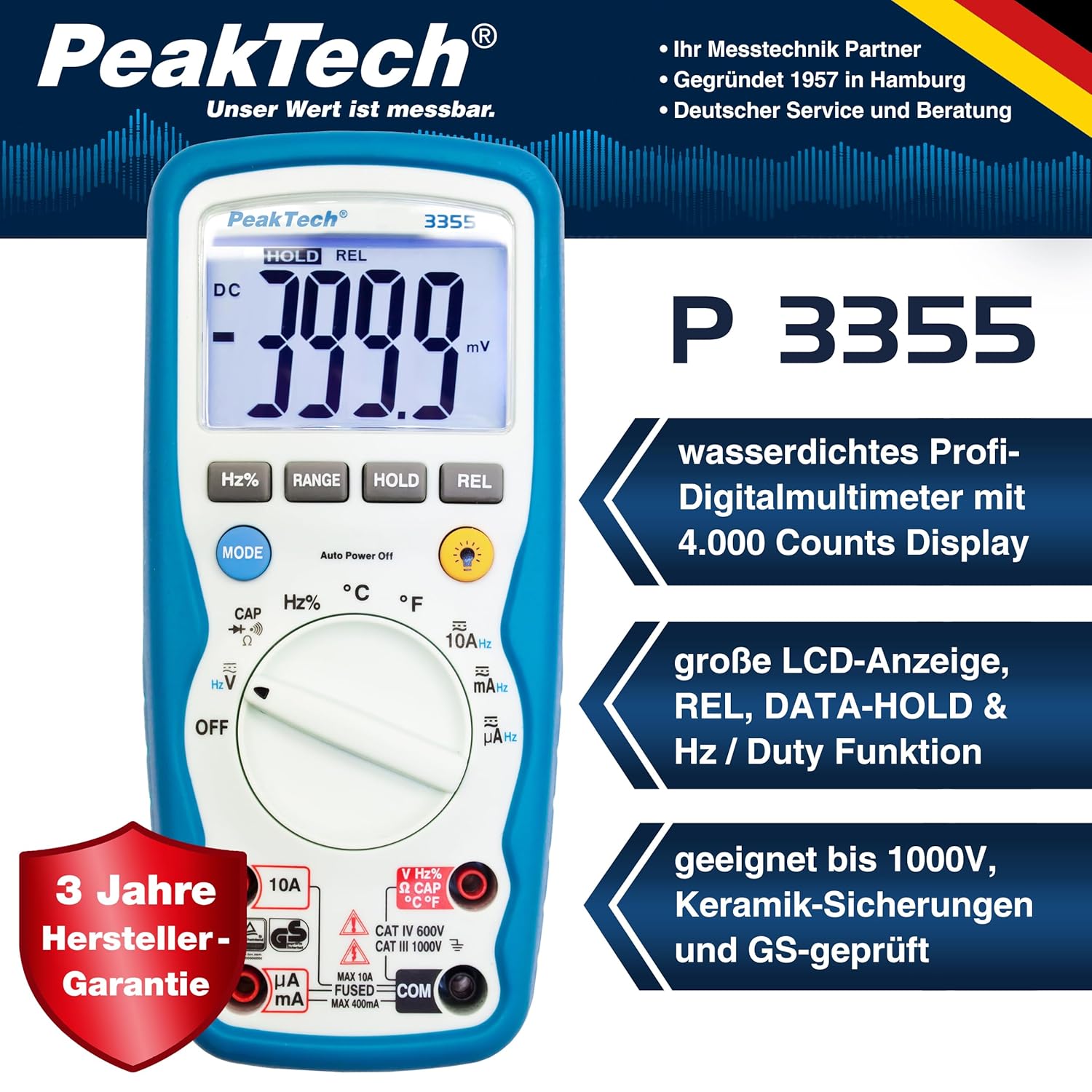 Peaktech 3355 - Multimetro Digitale True RMS IP67 - immagine 2