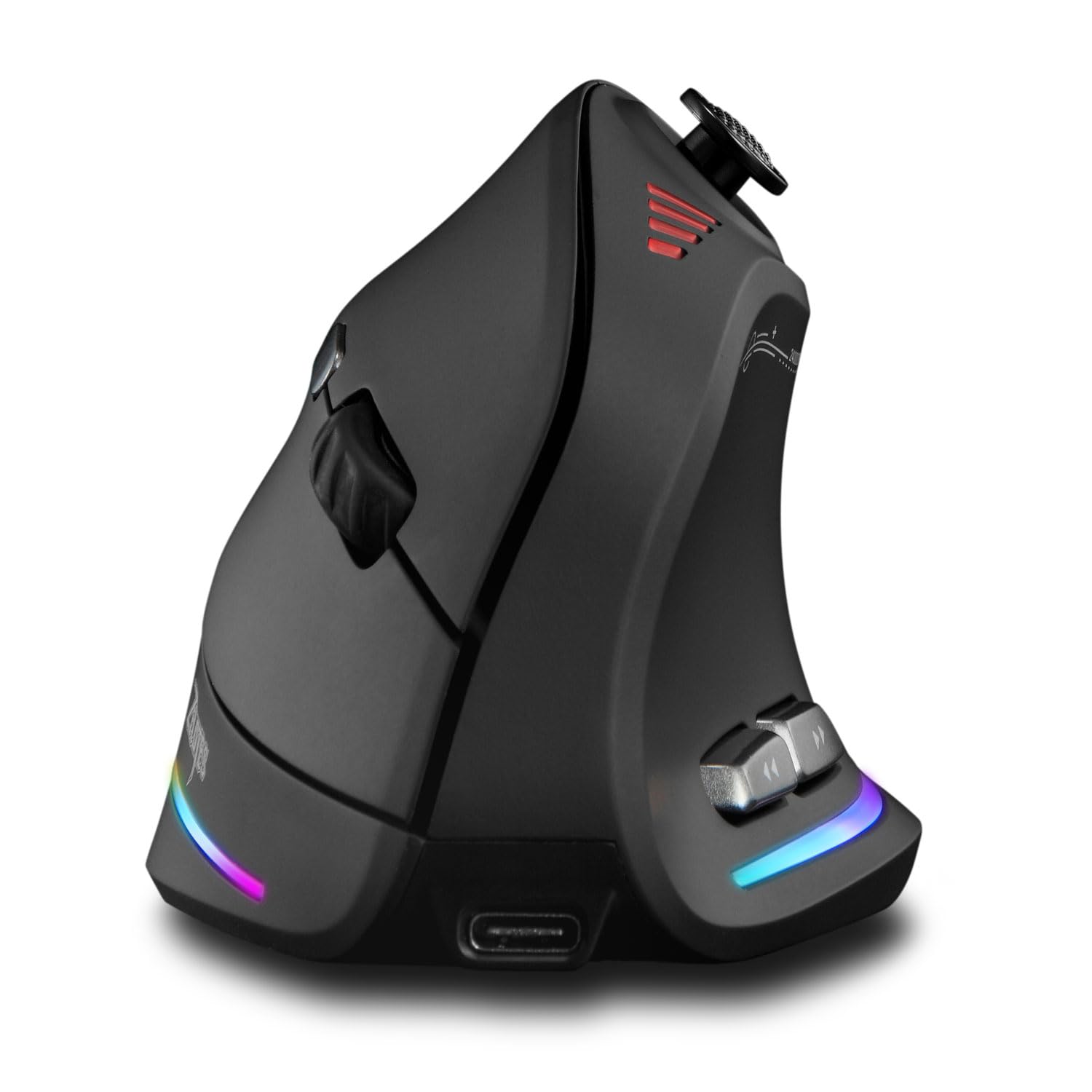 TKMARS Mouse Wireless,2,4 GHz con Mini Ricevitore USB,Mouse Bluetooth Ergonomico Gamer Verticale 12 Pulsanti Programmabili 24000 DPI Regolabili Gaming Mouse per PC MacBook e Computer Portatili-Nero