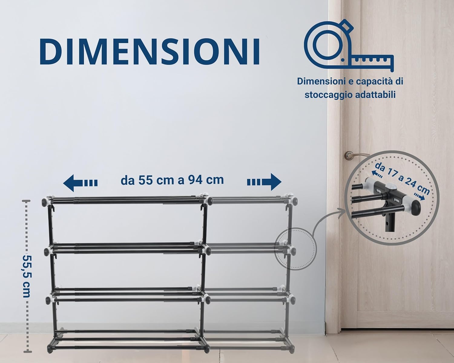 Abb4us Scarpiera Metallo 4 Ripiani Allungabile - immagine 2