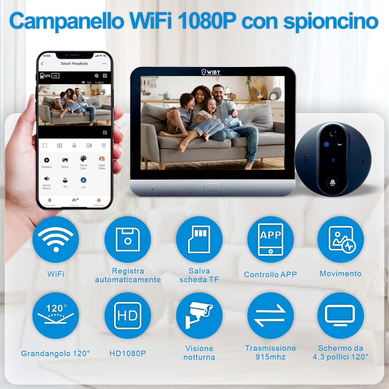 Spioncino Digitale 4.3" con Campanello 1080P Wi-Fi - immagine 2