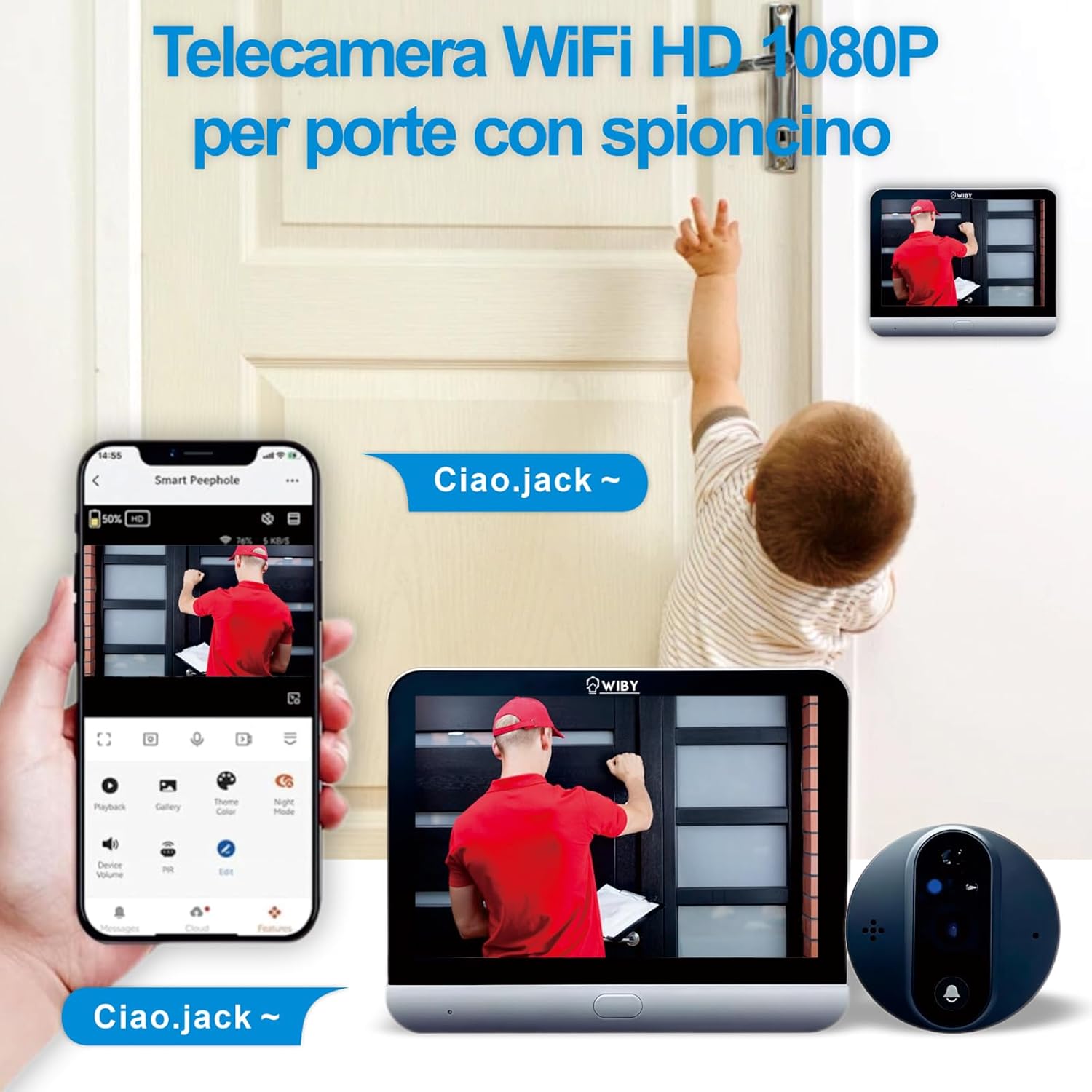 Spioncino Digitale 4.3" con Campanello 1080P Wi-Fi - immagine 5