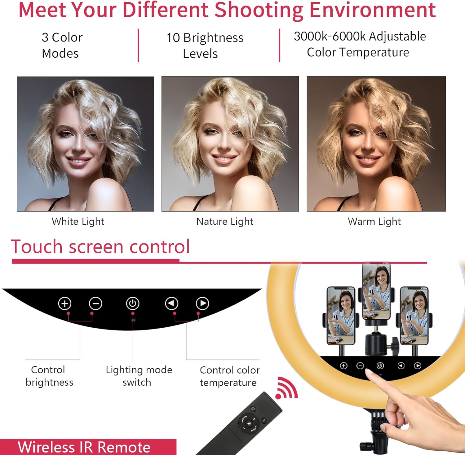 Eoto Light Luce Anello LED 18" con Treppiede - immagine 2