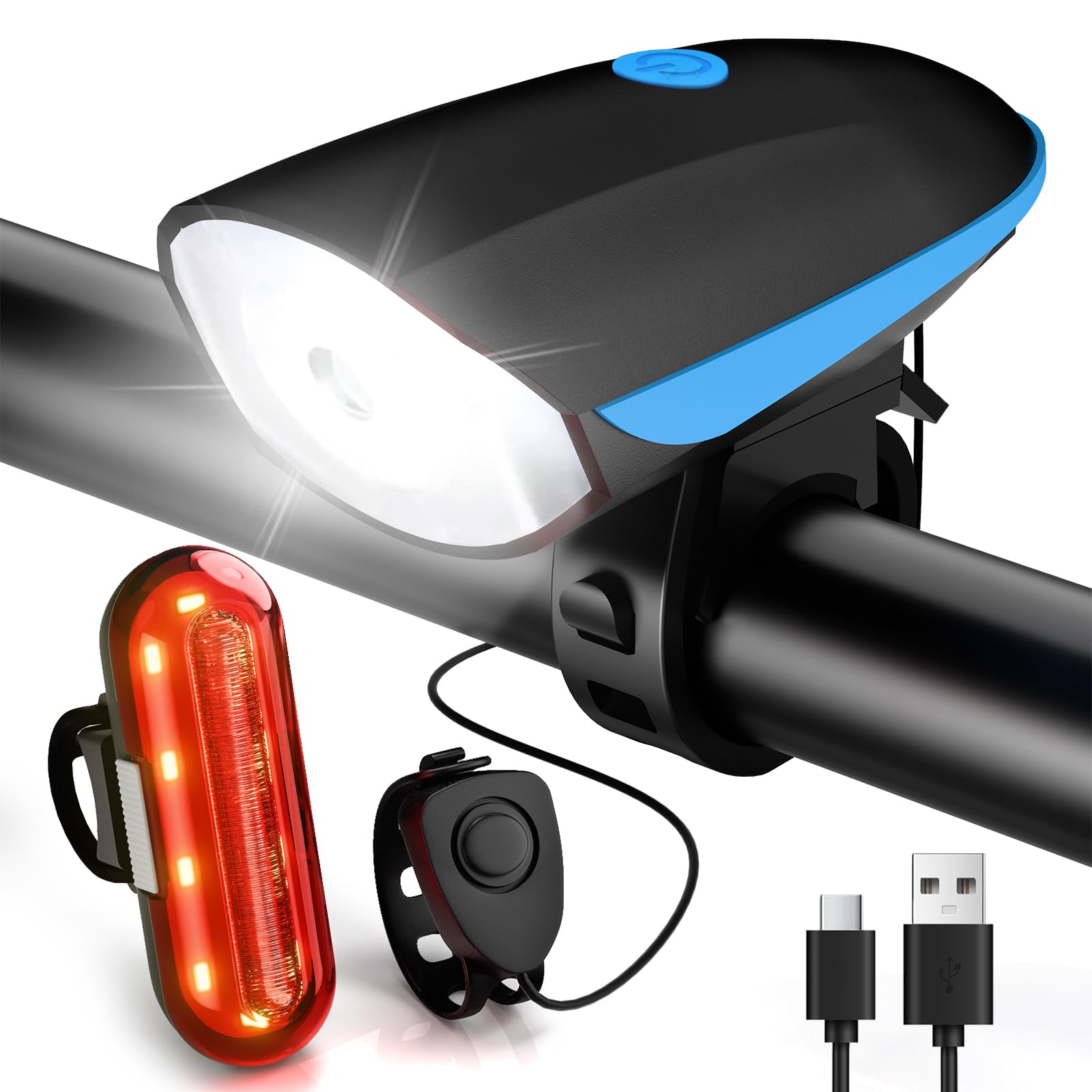 Gobikey Luci Biciclette LED USB Ricaricabili IP65 1200 mAh