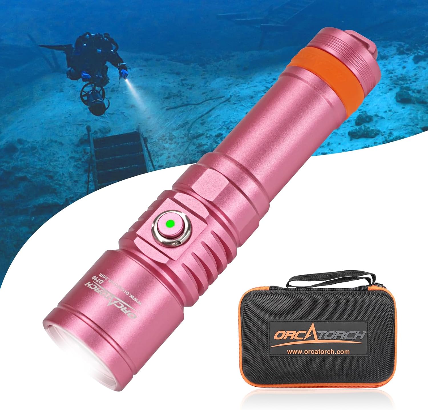 ORCATORCH D710 - Lampada subacquea 3000 lumen, Rosa - immagine 1