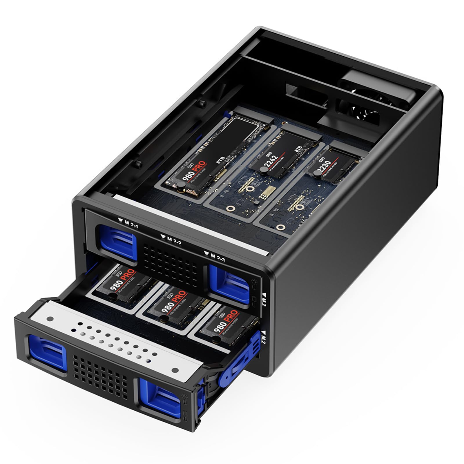 6 Bay NVMe M.2 Enclosure USB3.2 10Gbps 48TB