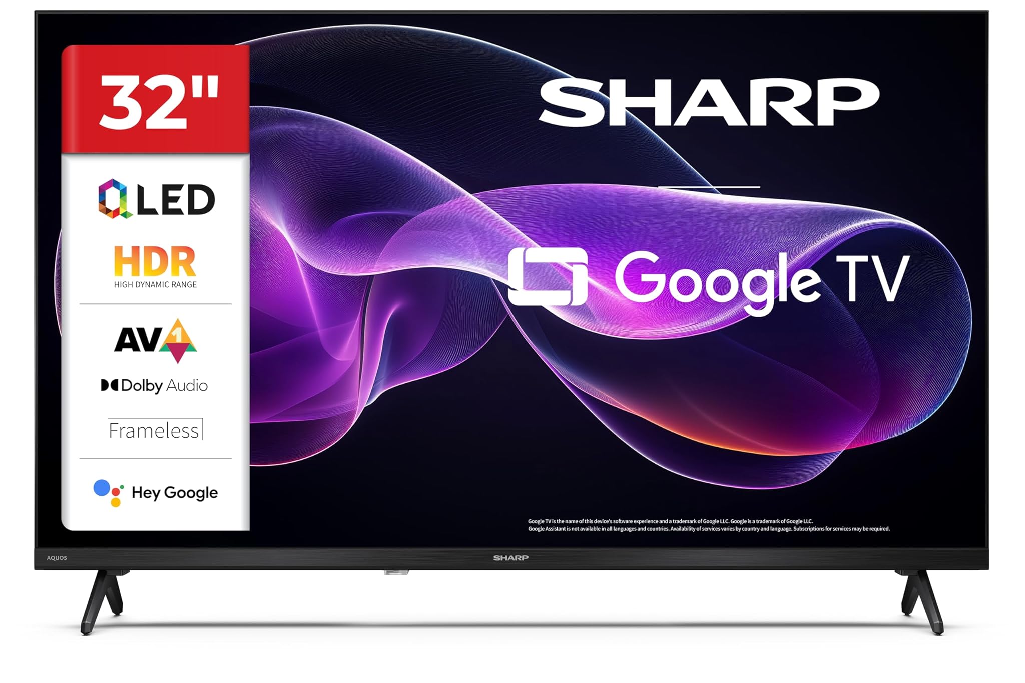 Sharp 32HF3365E - GOOGLE TV QLED 32" HD Frameless, Nero