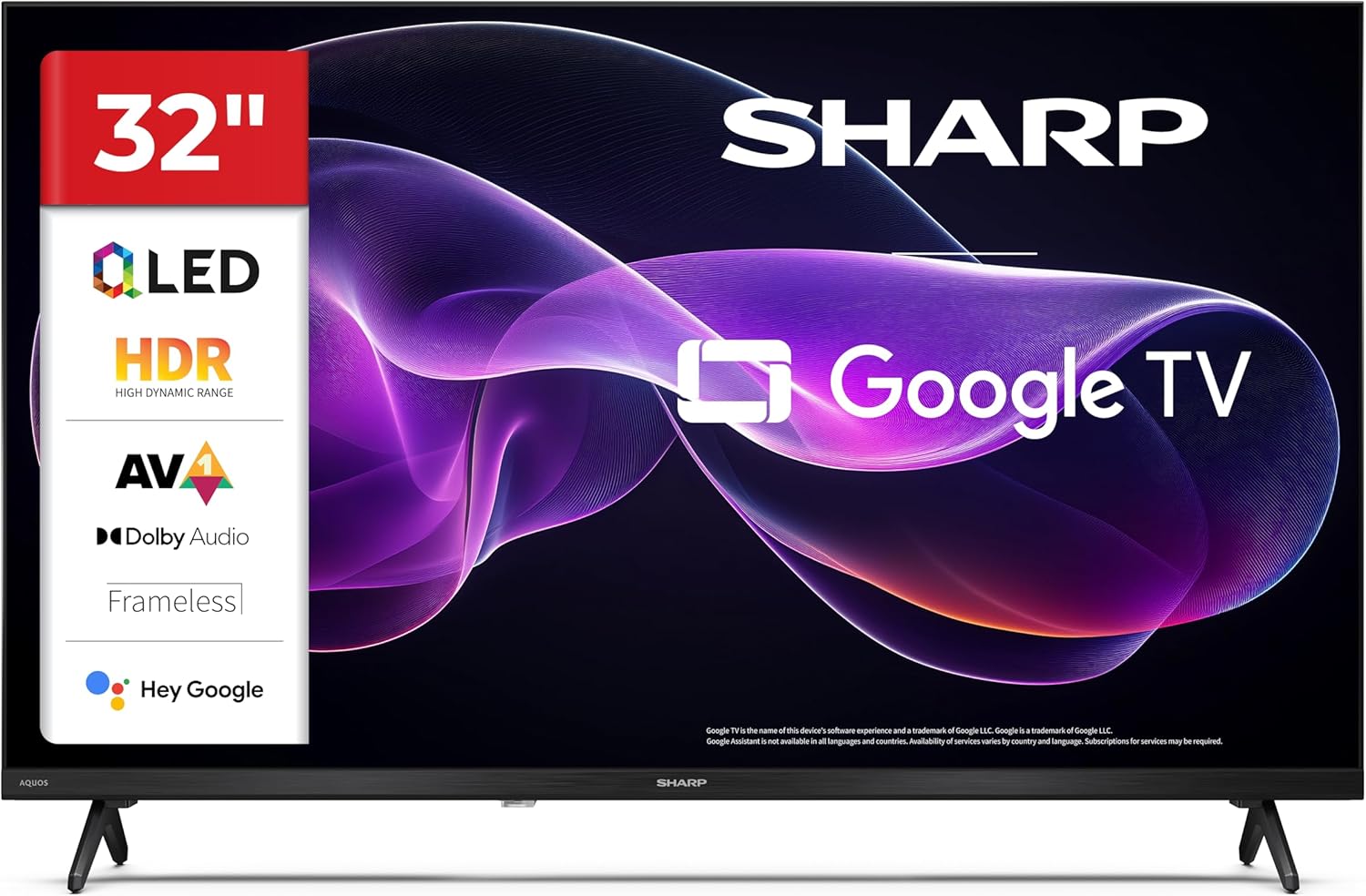 Sharp 32HF3365E - GOOGLE TV QLED 32" HD Frameless, Nero - immagine 1