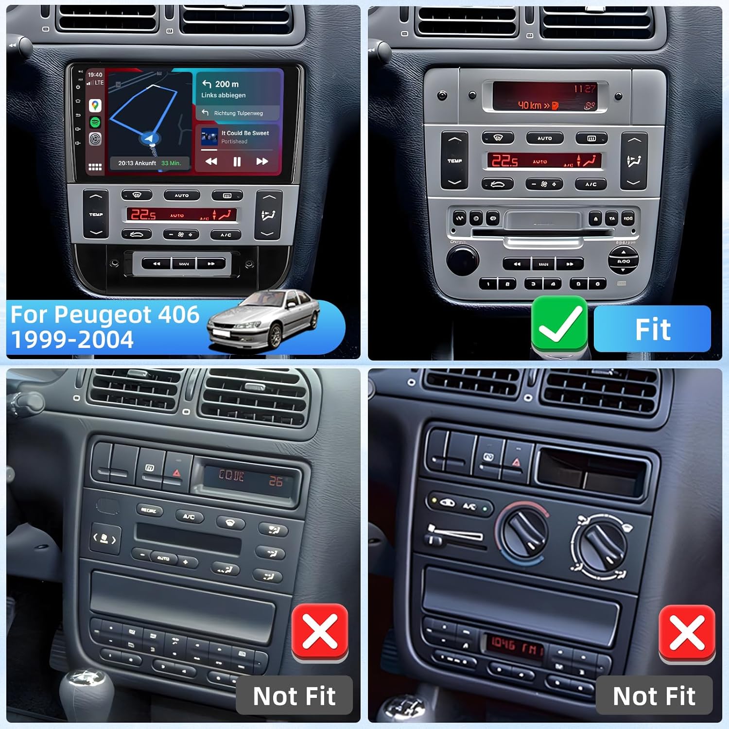 Fuluku Autoradio Android per Peugeot 406 1999-2004, 9'' - immagine 2