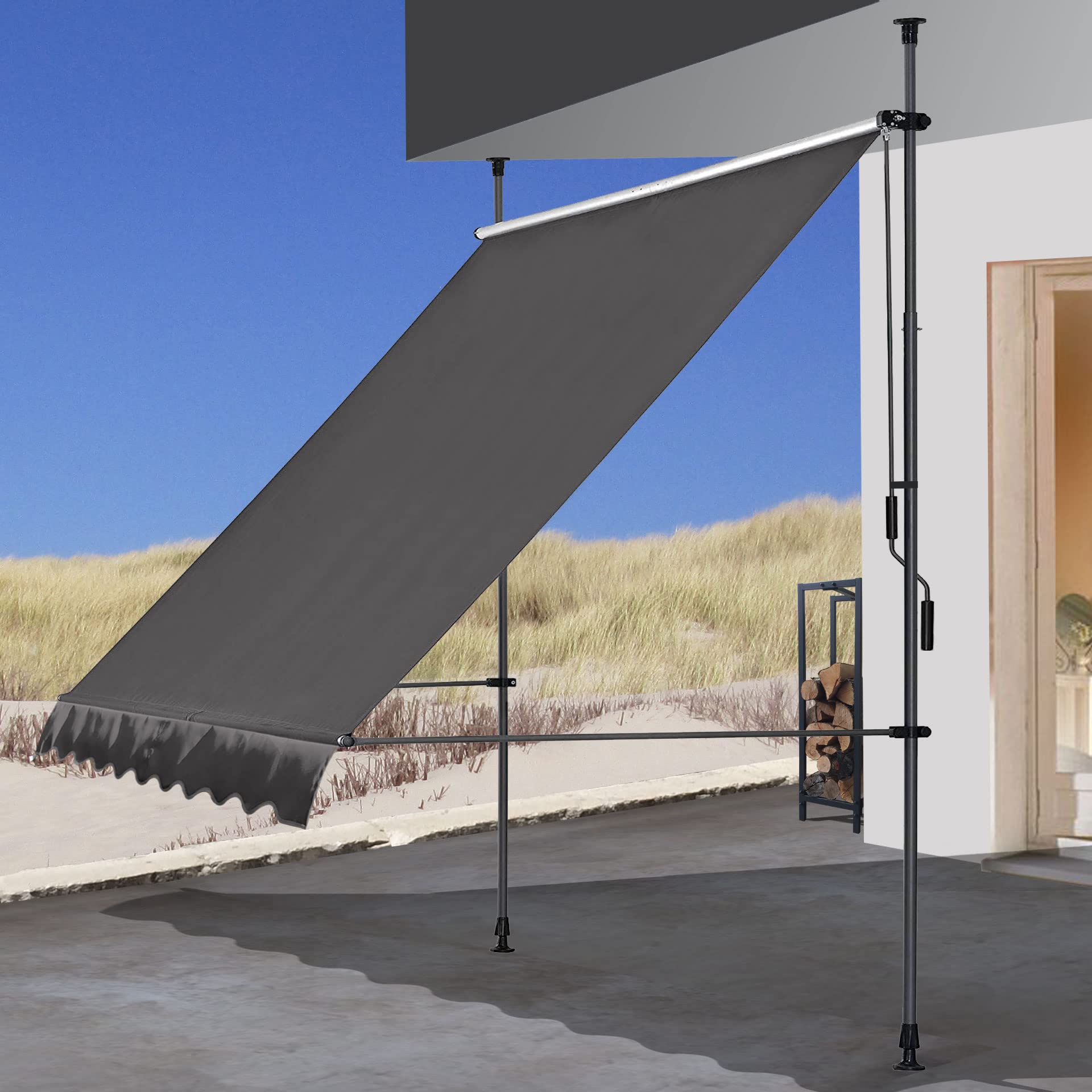 Quick Star Tenda da sole con morsetto 300x130 cm, Grigio
