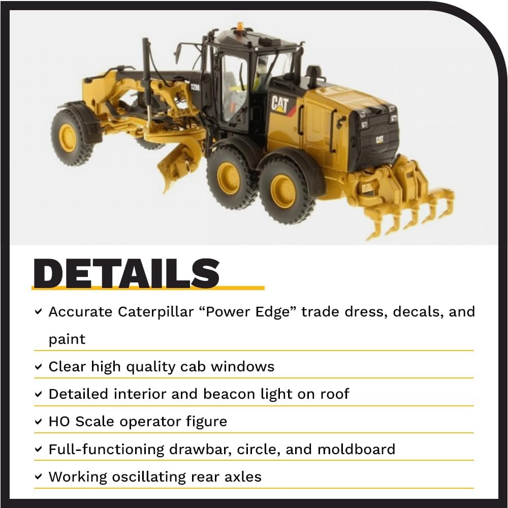 Diecast Masters Caterpillar Motor Grader 12M3, Yellow - immagine 4