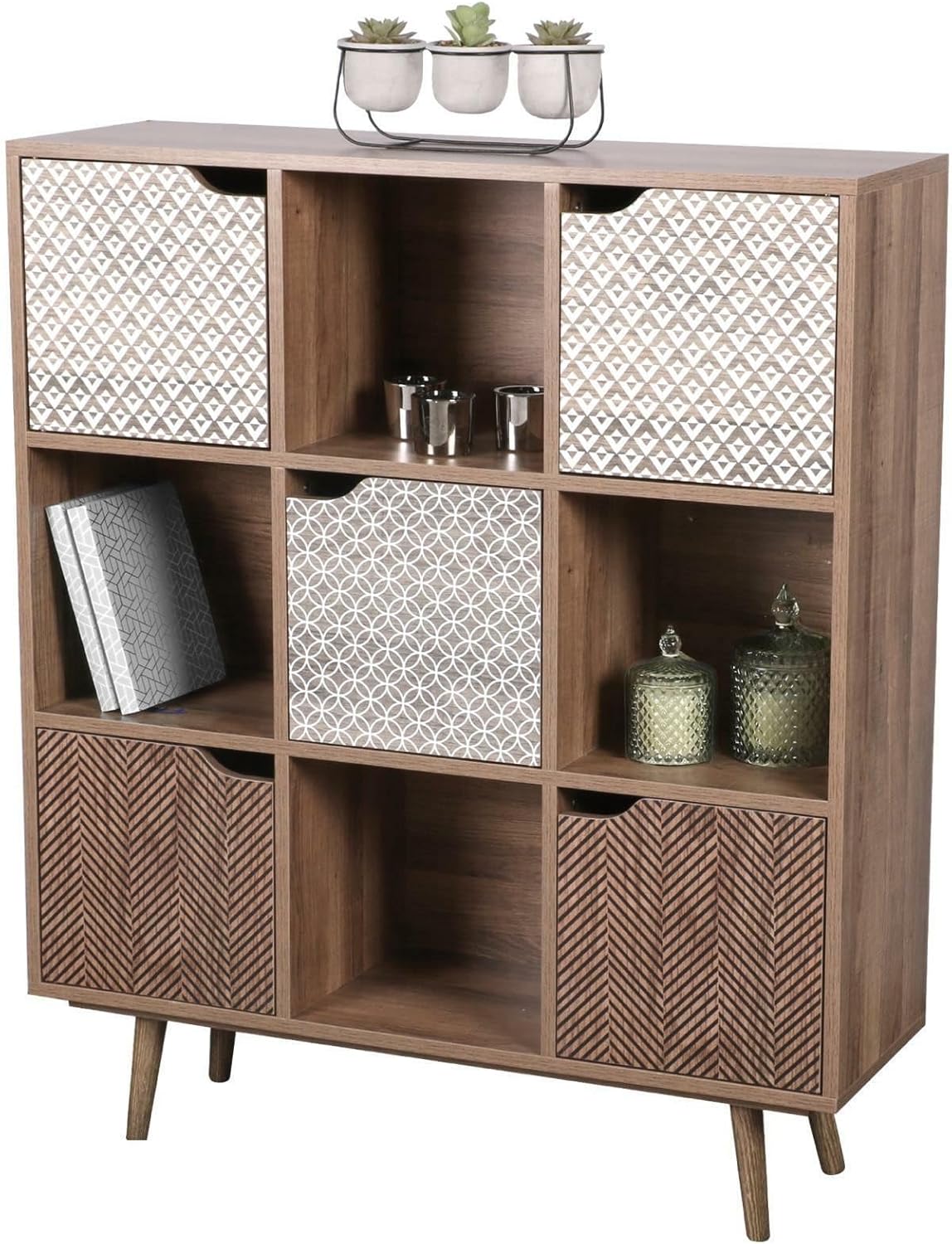 Urban living LIBRERIA BAOBAB 9 SCATOLE E 5 PORTE DECORATE 90X29XH105CM