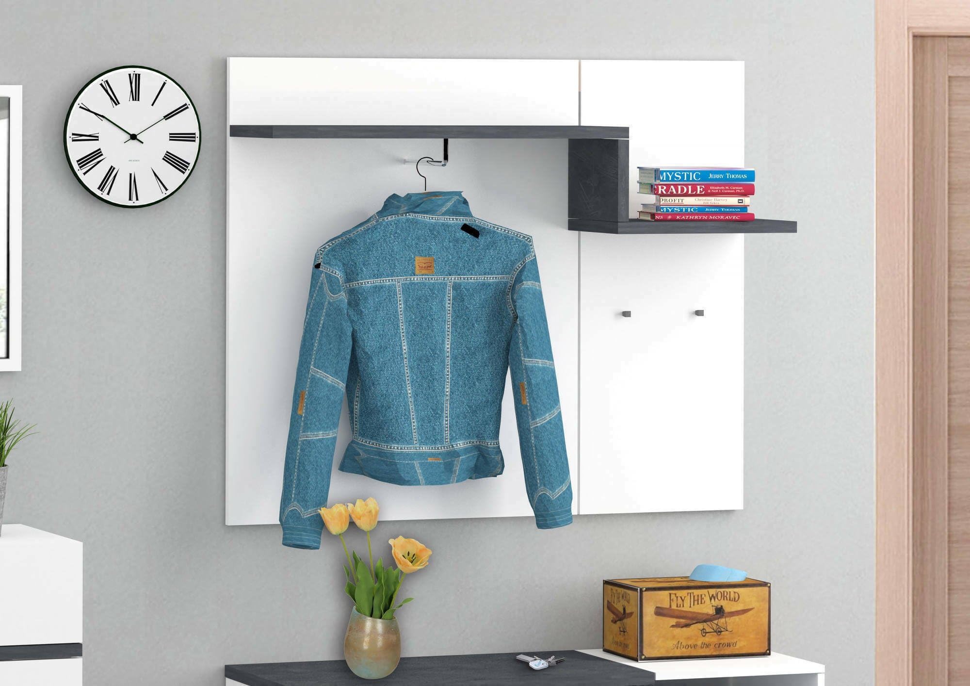 Dmora Mobile da Ingresso Ezio - Entratina Moderna, Bianco Lucido