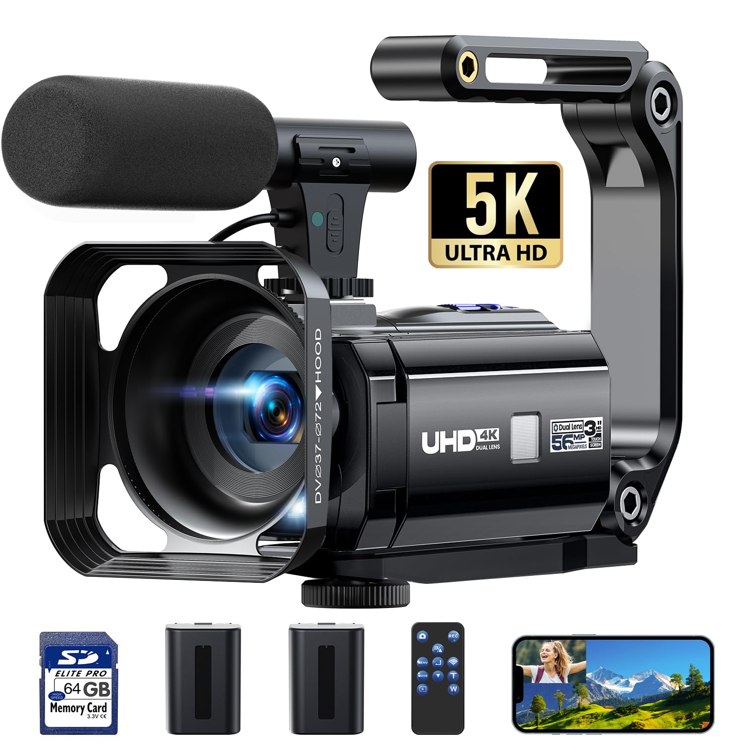 Firefoto 5K Videocamera 56MP Doppio Obiettivo