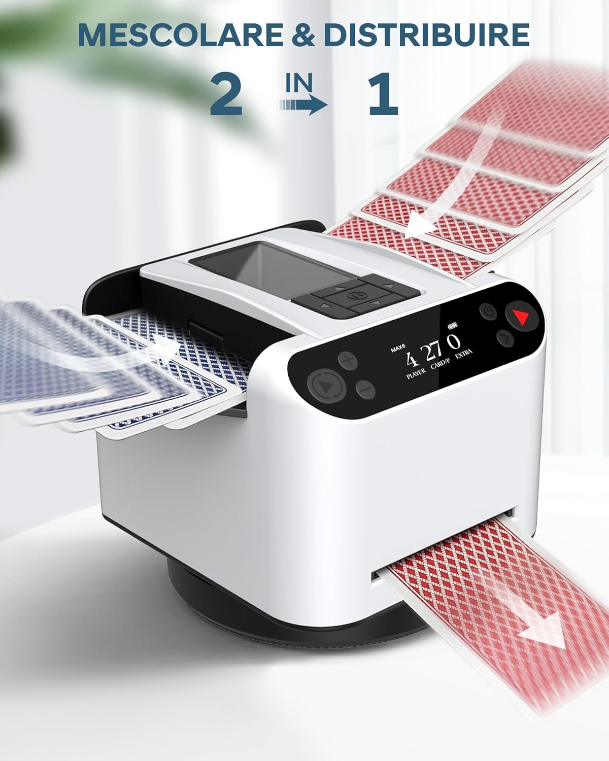 Mescolatore e Distributore Automatico Carte 360°, Bianco - immagine 2