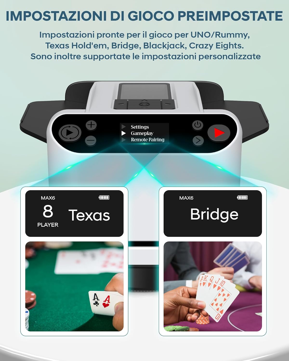Mescolatore e Distributore Automatico Carte 360°, Bianco - immagine 5