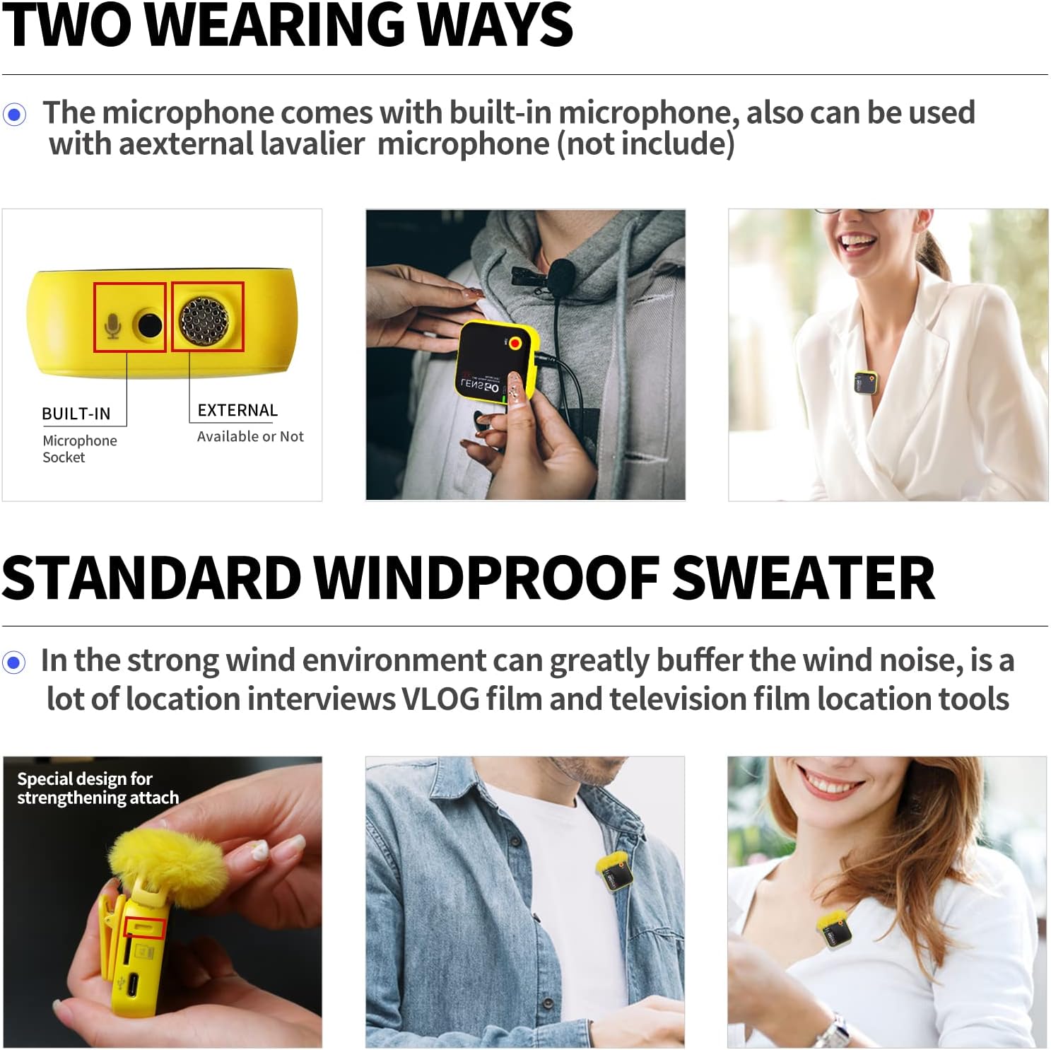 Lensgo 348C - Microfono Lavalier Wireless 2.4G - immagine 4